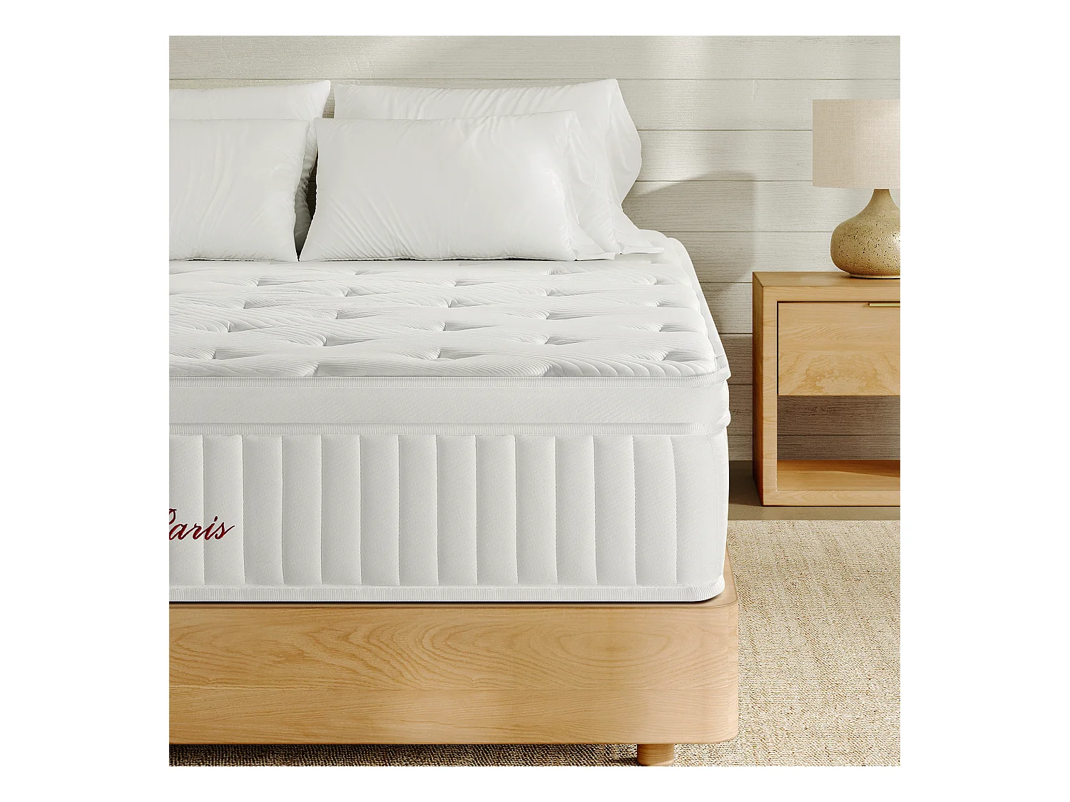 Matelas 160x200 cm INRE, Épais 30 cm, Hybride, Ressorts Ensachés, Mémoire de Forme, 7 Zones, Moyenne Ferme, Confort et Qualité Exceptionnels