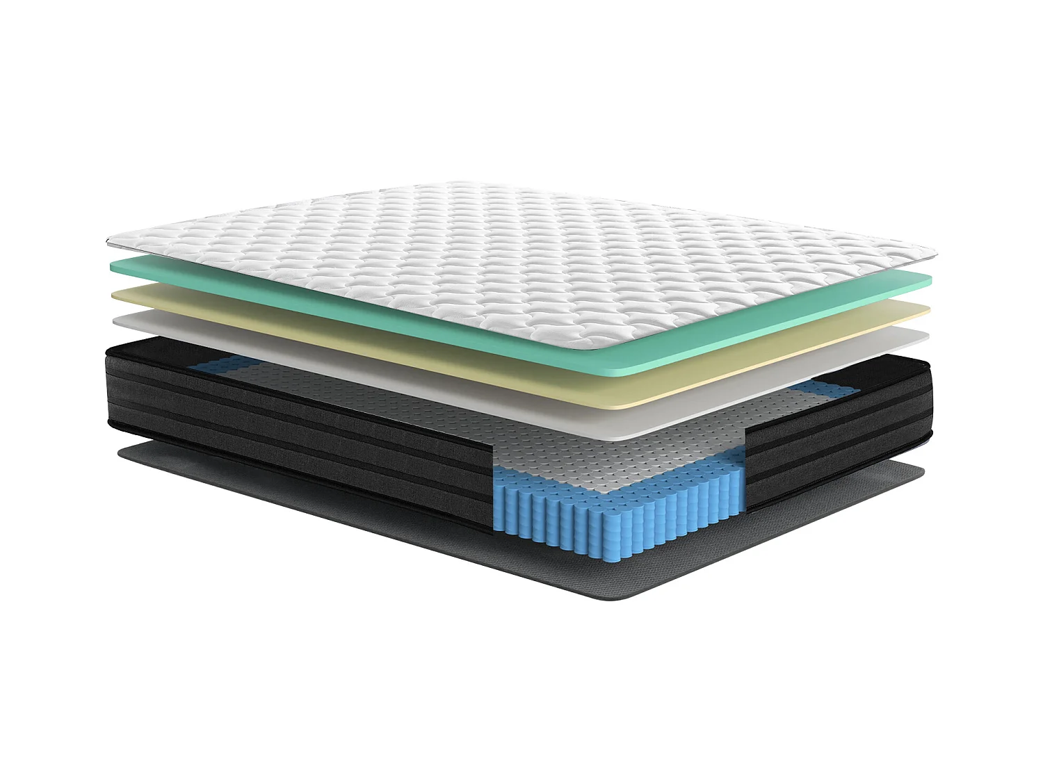 Matelas 140x190 cm Epaisseur 25 cm, Premium Matelas à ressorts, Certifié OEKO-TEX®, Hypoallergénique, Mi-ferme, 7 zones de confort