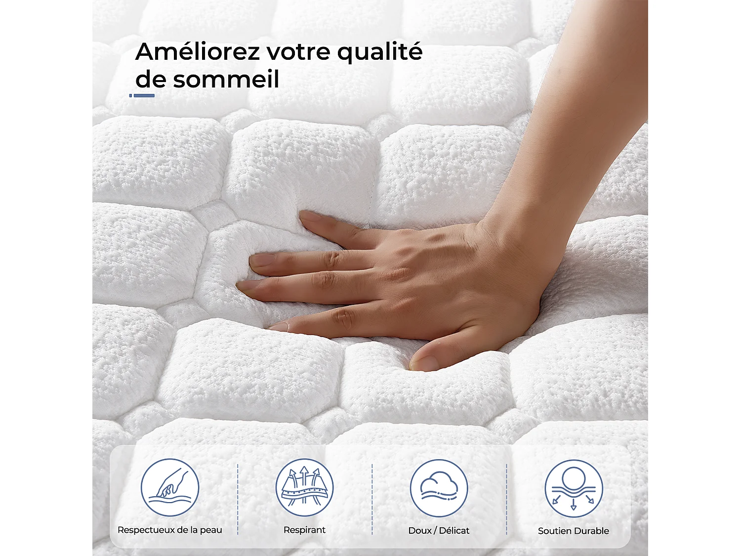 Matelas 160x200 cm INRE, Épais 30cm, Matelas Hybride, Ressorts Ensachés Mémoire de Forme, 7 Zones, Ferme