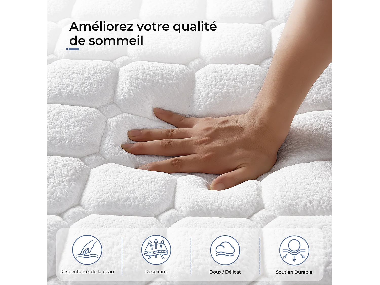 Matelas 160x200 cm INRE, Épais 30cm, Matelas Hybride, Ressorts Ensachés Mémoire de Forme, 7 Zones, Ferme