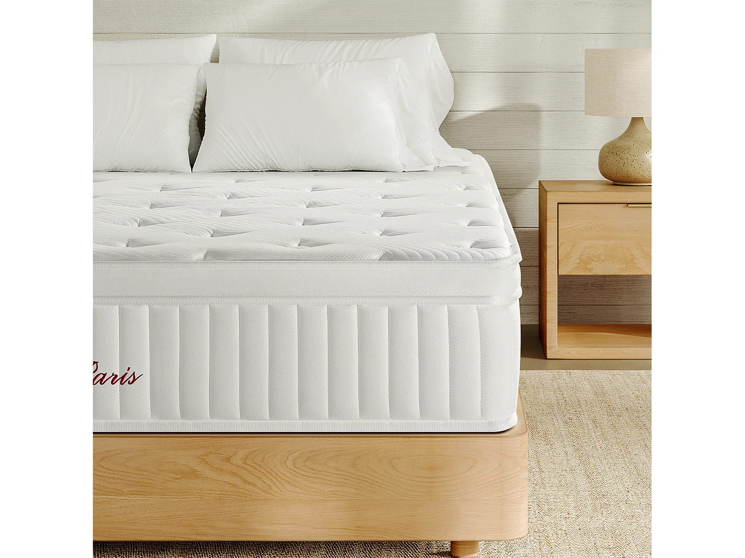 Matelas 140x200 cm INRE, Épais 30 cm, Hybride, Ressorts Ensachés, Mémoire de Forme, 7 Zones, Moyenne Ferme, Confort et Qualité Exceptionnels