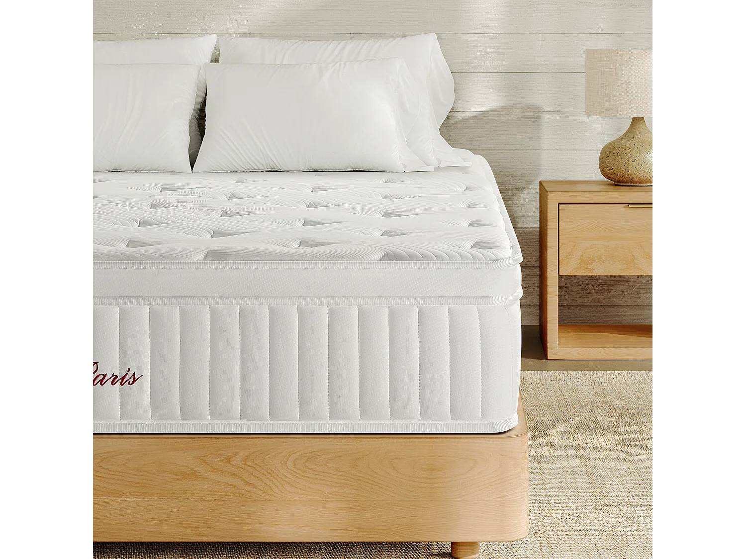 Matelas 140x200 cm INRE, Épais 30 cm, Hybride, Ressorts Ensachés, Mémoire de Forme, 7 Zones, Moyenne Ferme, Confort et Qualité Exceptionnels