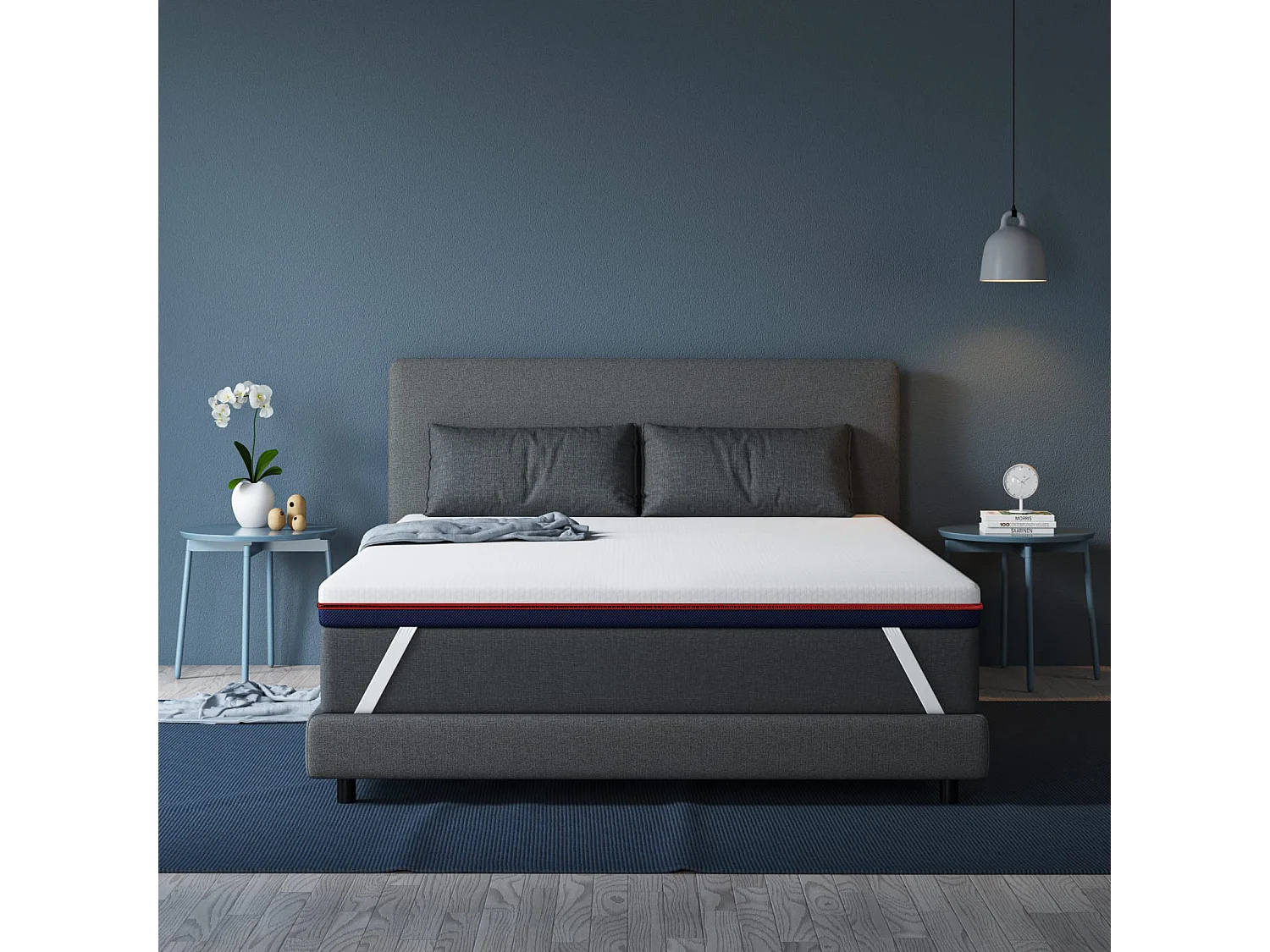 Surmatelas 140x190 cm INRE, Epaisseur 10cm, Mousse à mémoire de forme, haute densité, avec housse hypoallergénique lavable