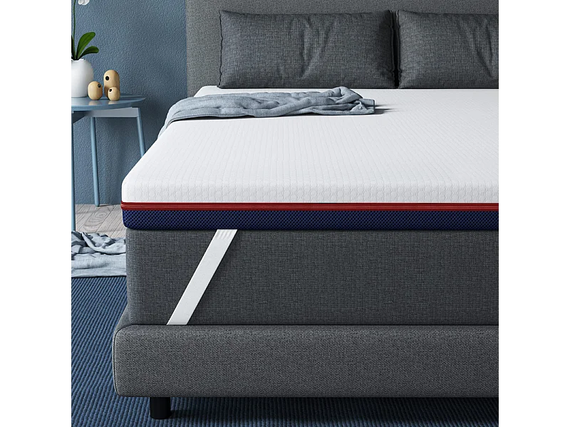 Surmatelas 180x200 cm INRE, Epaisseur 10cm, Mousse à mémoire de forme, haute densité, avec housse hypoallergénique lavable
