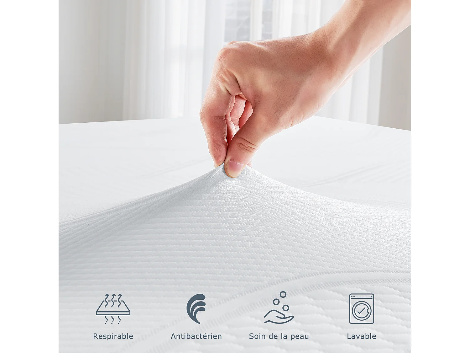 Surmatelas 140x200 cm HavenlyHome, Épaisseur de 6 cm, Mousse à haute résilience, Confort moelleux ou tonique, Ergonomique