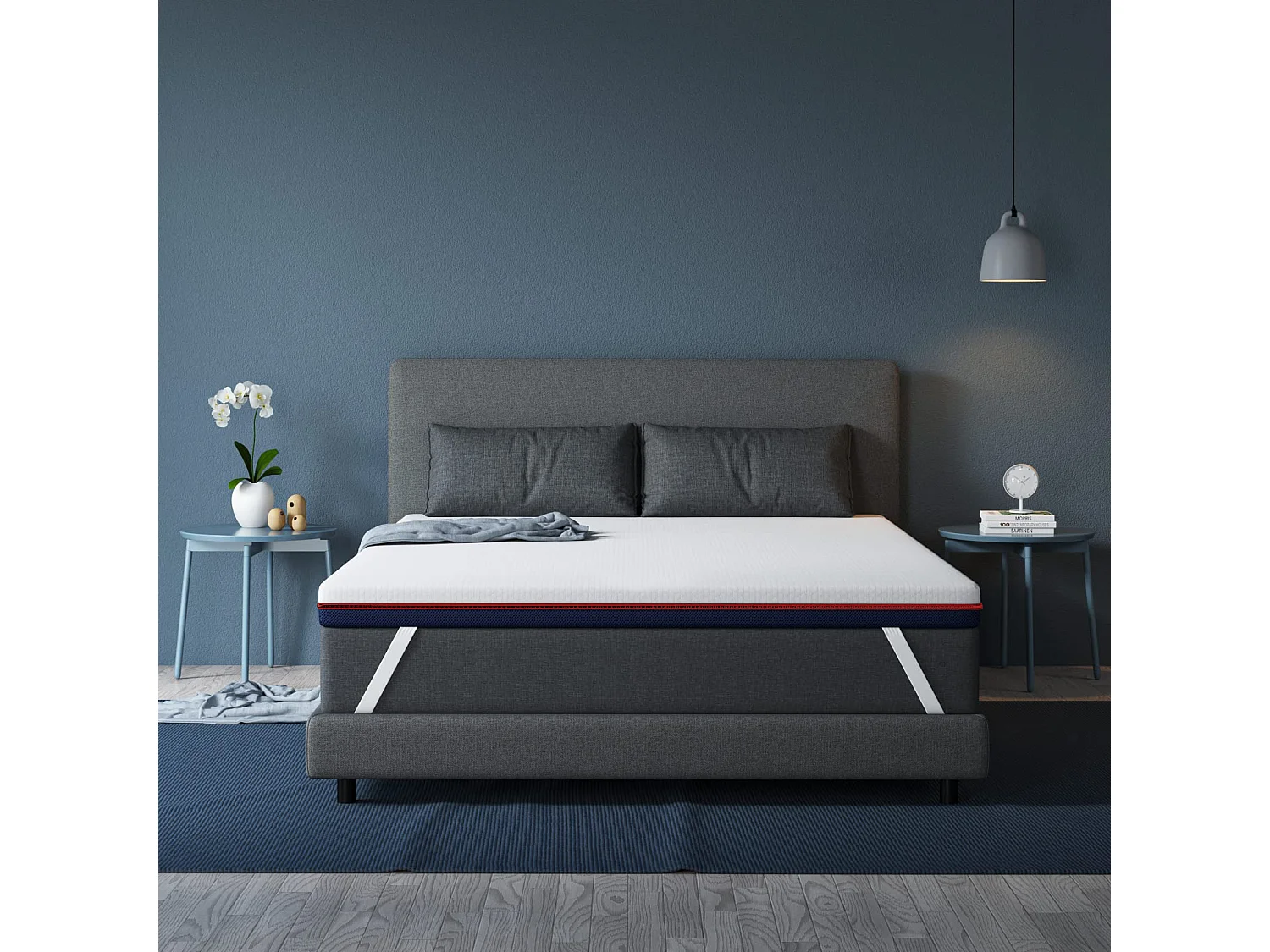 Surmatelas 140x200 cm INRE, Epaisseur 10cm, Mousse à mémoire de forme, haute densité, avec housse hypoallergénique lavable