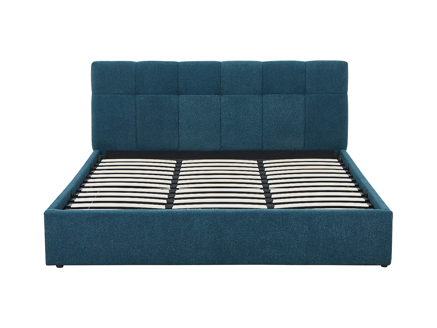 Letto con contenitore 180 x 200 cm - Tessuto bouclette Blu petrolio + Materasso - MAZIRI