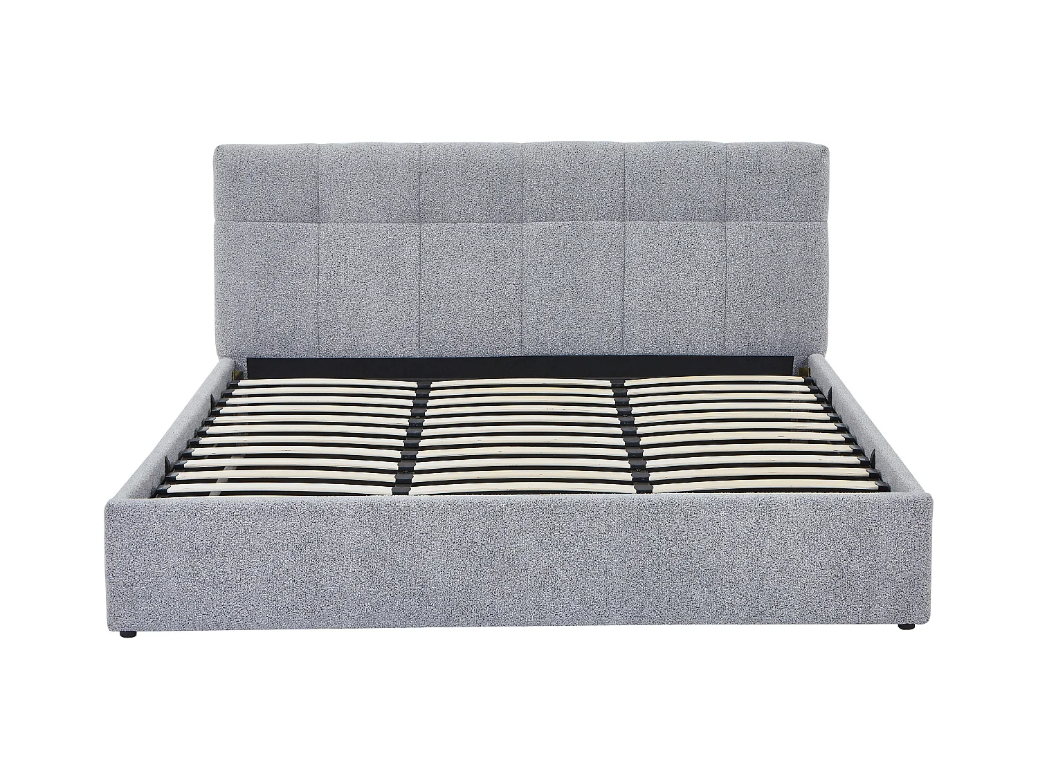 Letto con contenitore 180 x 200 cm - Tessuto bouclette Grigio + Materasso - MAZIRI