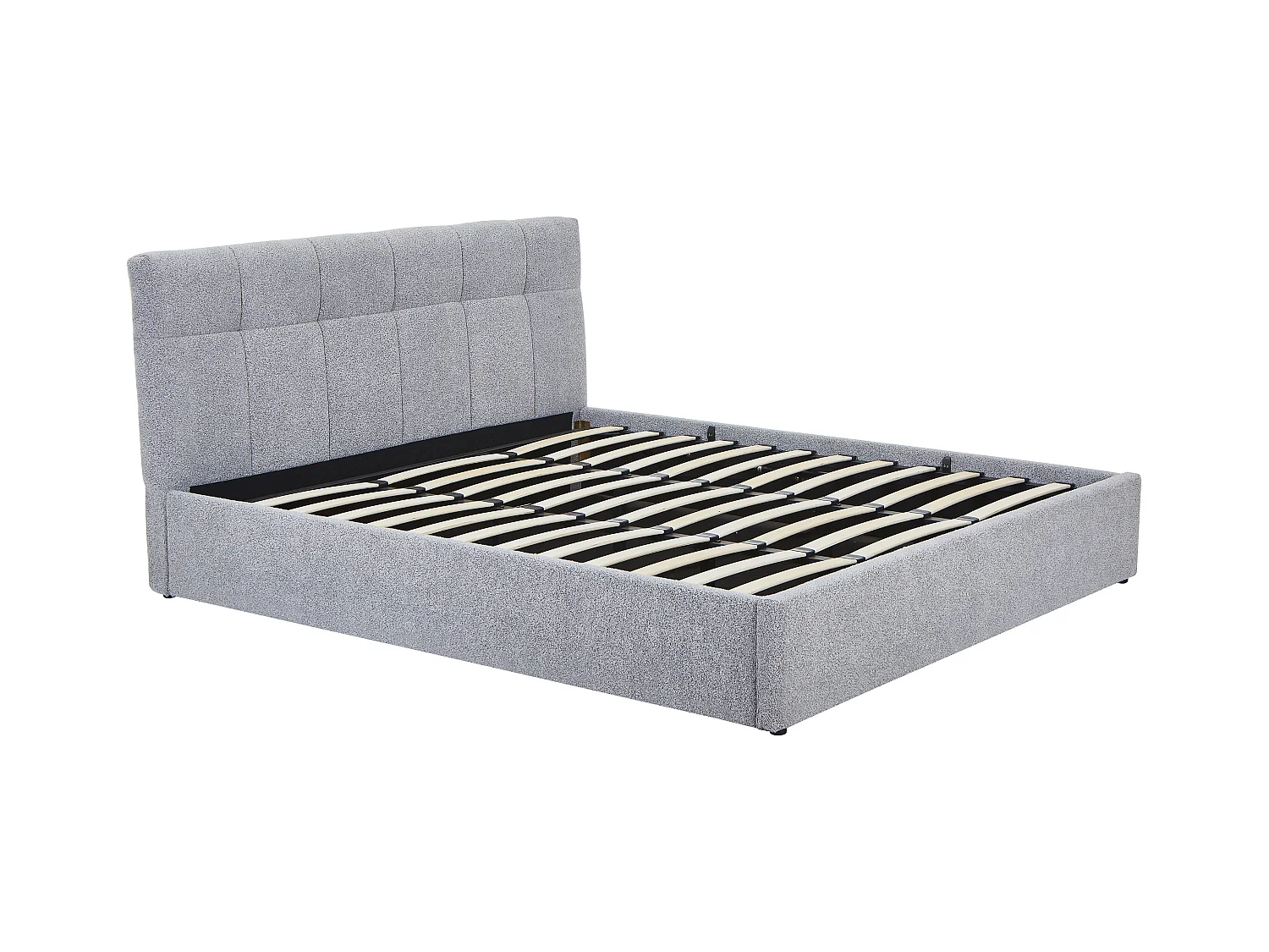 Letto con contenitore 180 x 200 cm - Tessuto bouclette Grigio + Materasso - MAZIRI