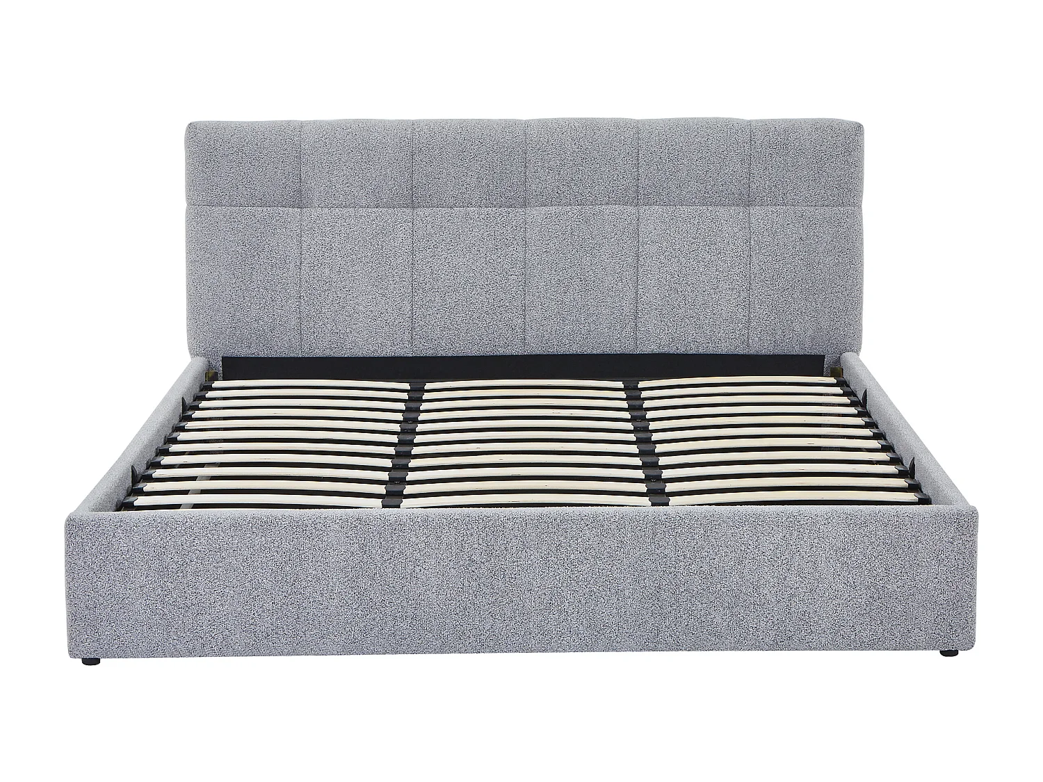 Lit coffre 180 x 200 cm - Tissu bouclette - Gris + Matelas - MAZIRI