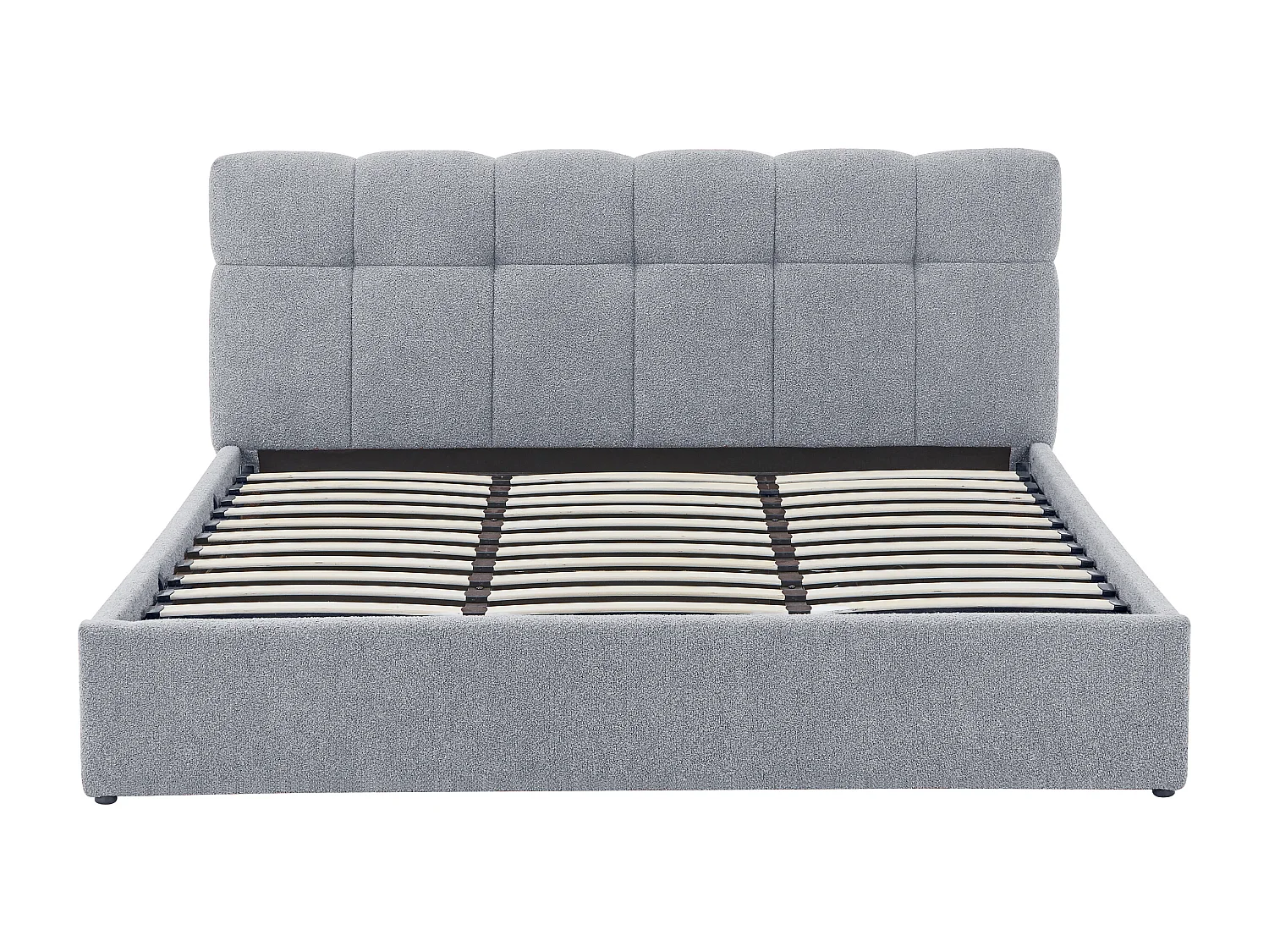 Lit coffre 180 x 200 cm - Tissu bouclette - Gris + Matelas - MAZIRI