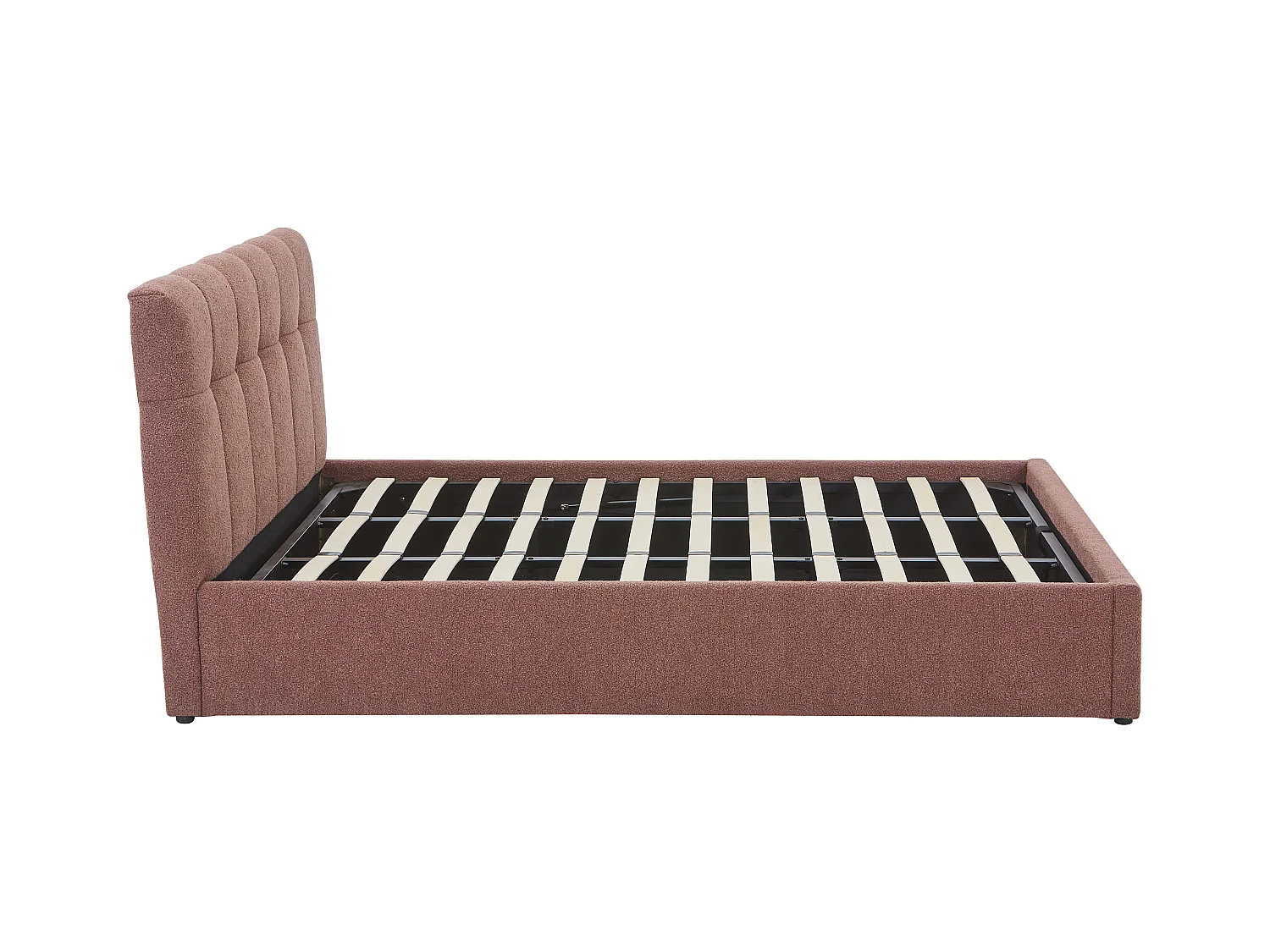 Letto con contenitore 180 x 200 cm - Tessuto bouclette Terracotta + Materasso - MAZIRI