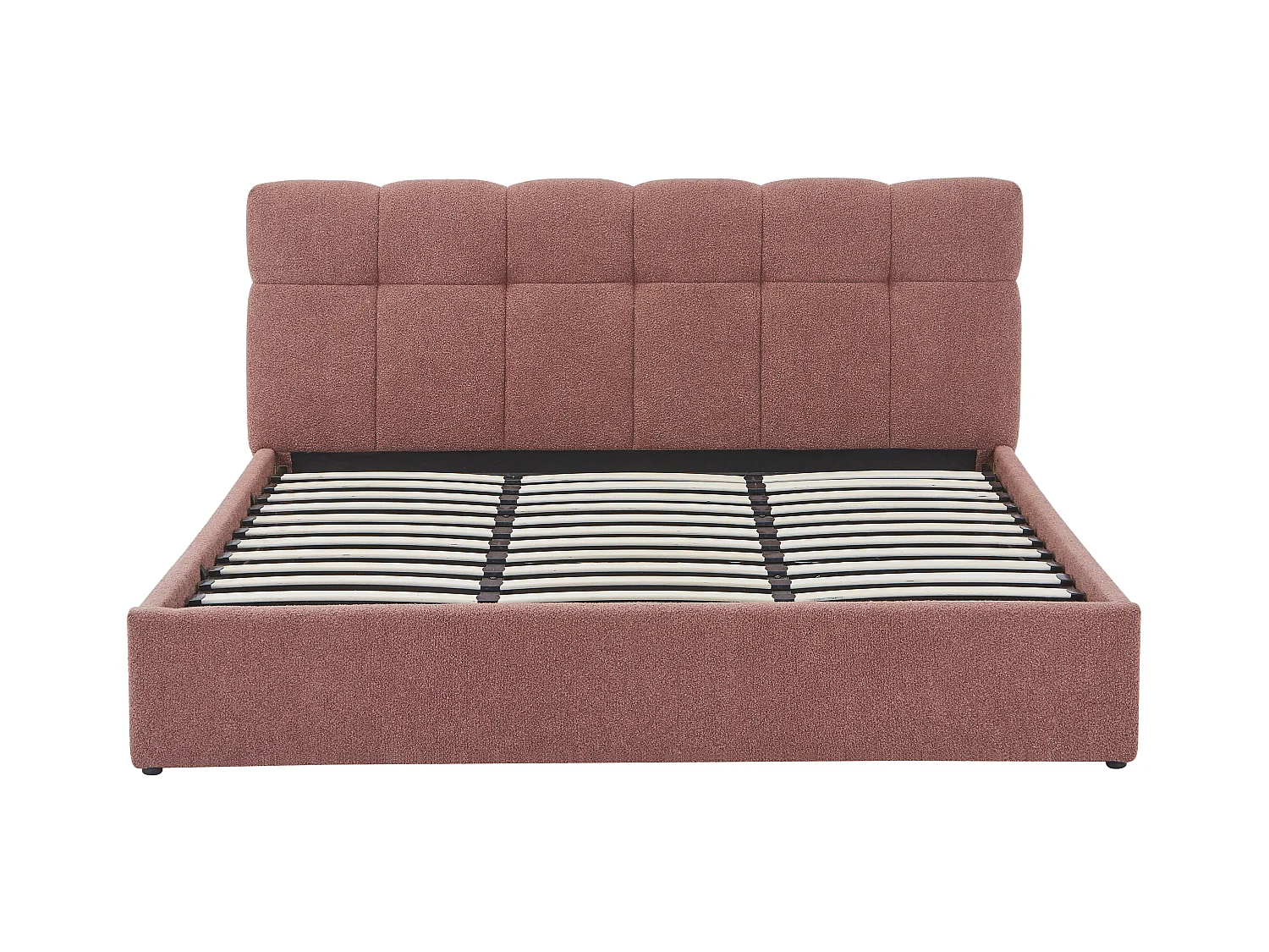 Letto con contenitore 180 x 200 cm - Tessuto bouclette Terracotta + Materasso - MAZIRI