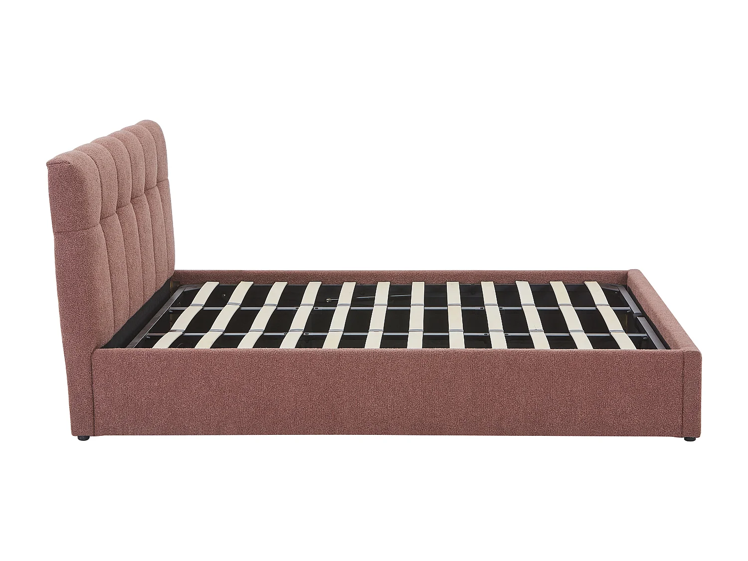 Lit coffre 180 x 200 cm - Tissu bouclette - Terracotta + Matelas - MAZIRI
