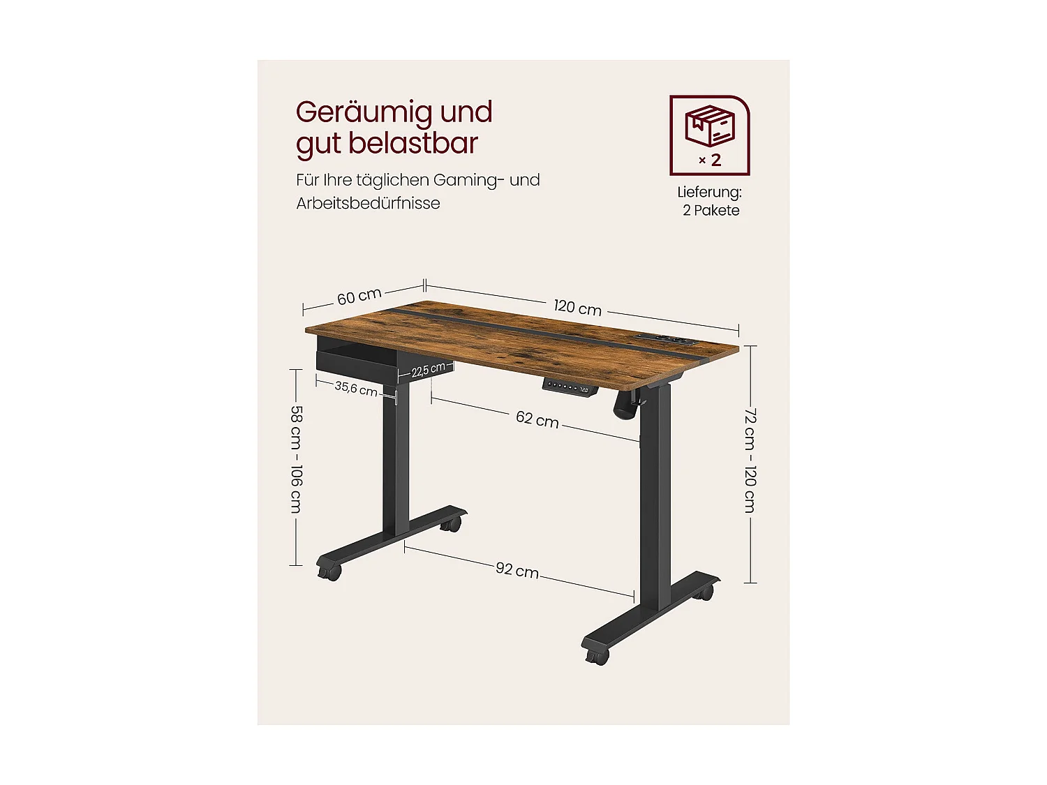 Bureau réglable en hauteur Astana