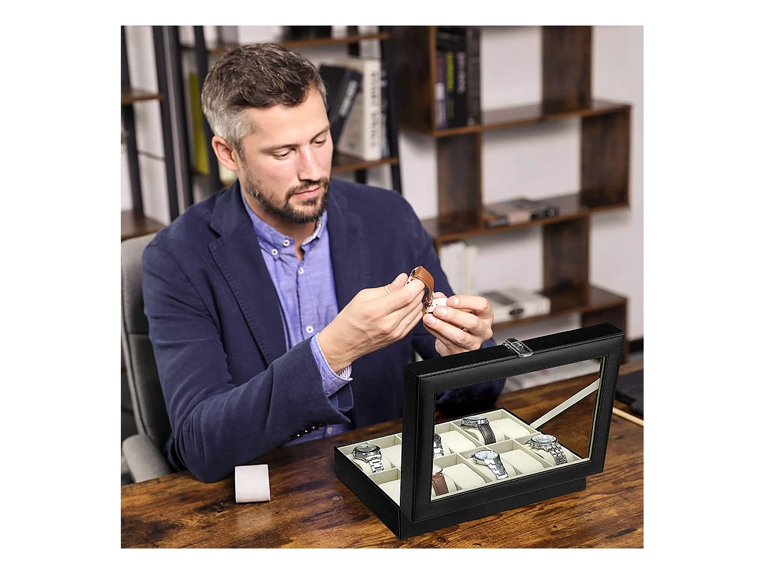 Uhrenbox für 12 Uhren mit  Fächern