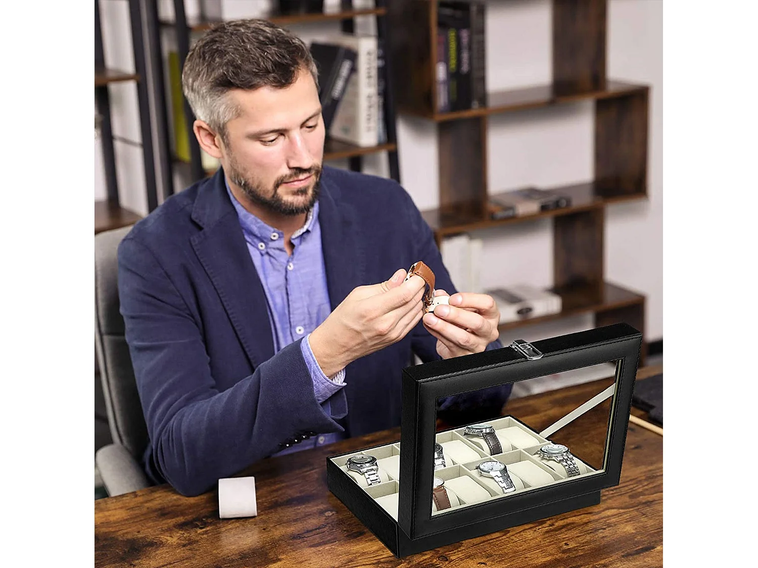 Uhrenbox für 12 Uhren mit  Fächern