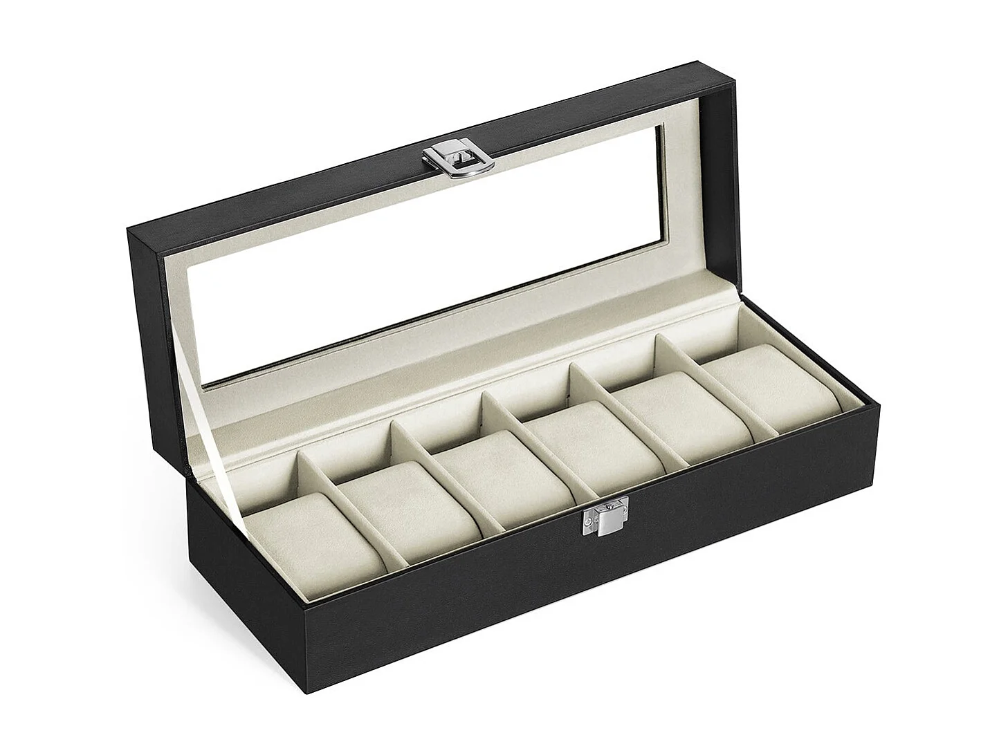 Uhrenbox für 6 Uhren mit Glasdeckel