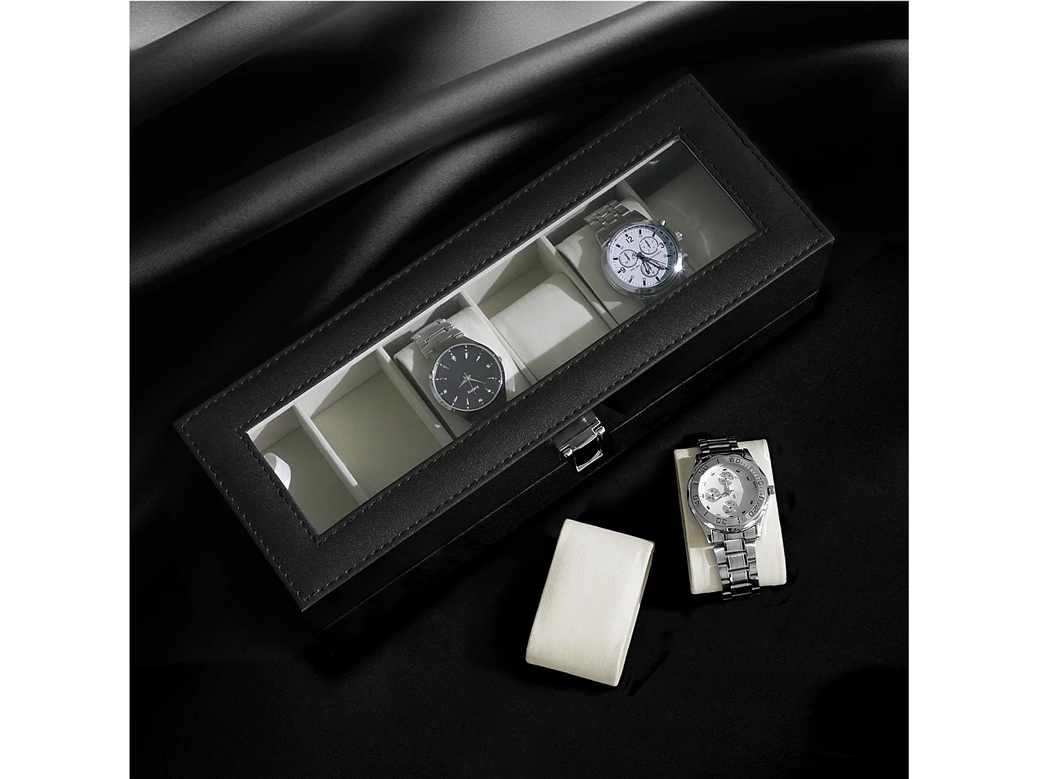 Uhrenbox für 6 Uhren mit Glasdeckel