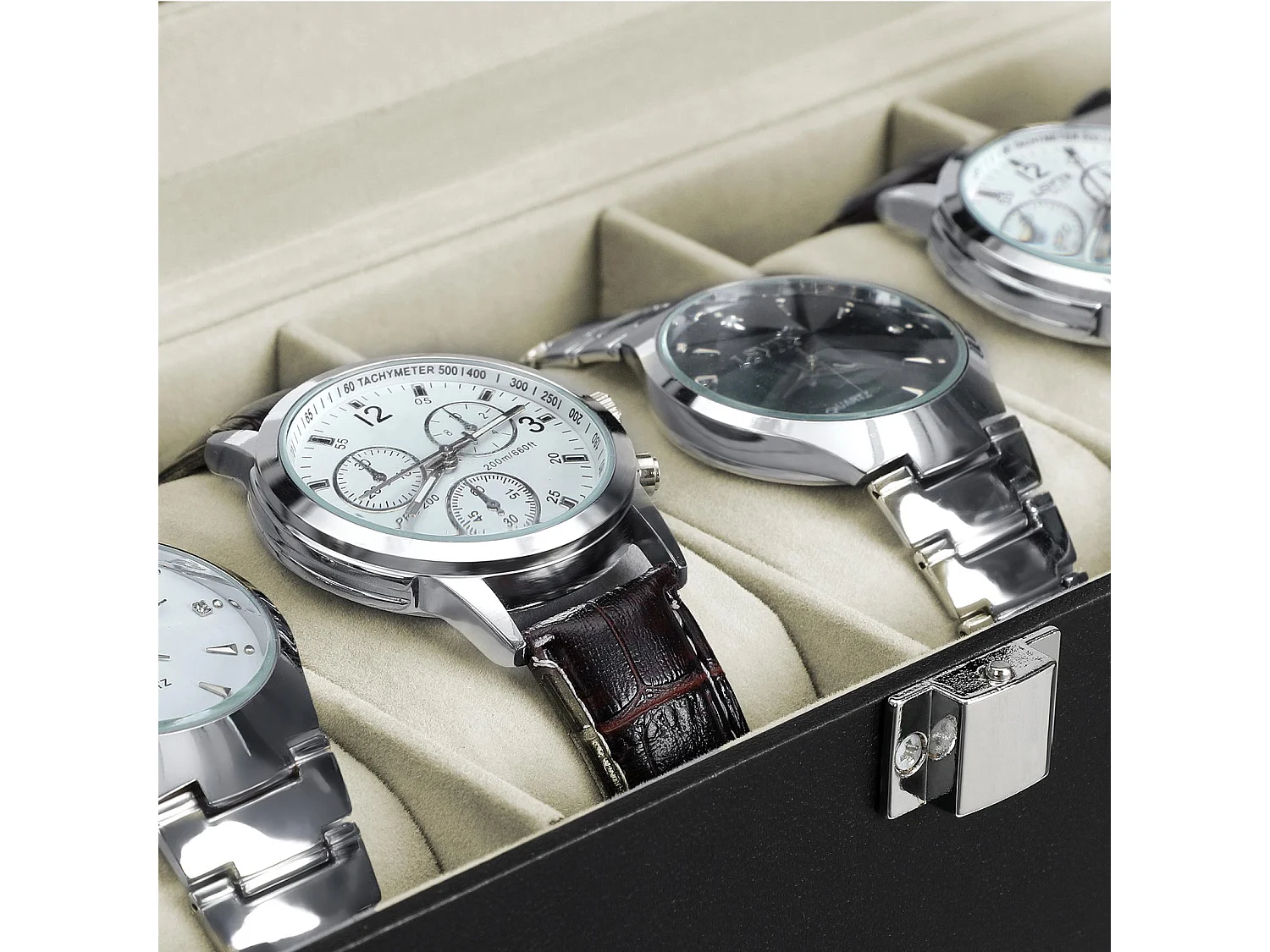 Uhrenbox für 6 Uhren mit Glasdeckel