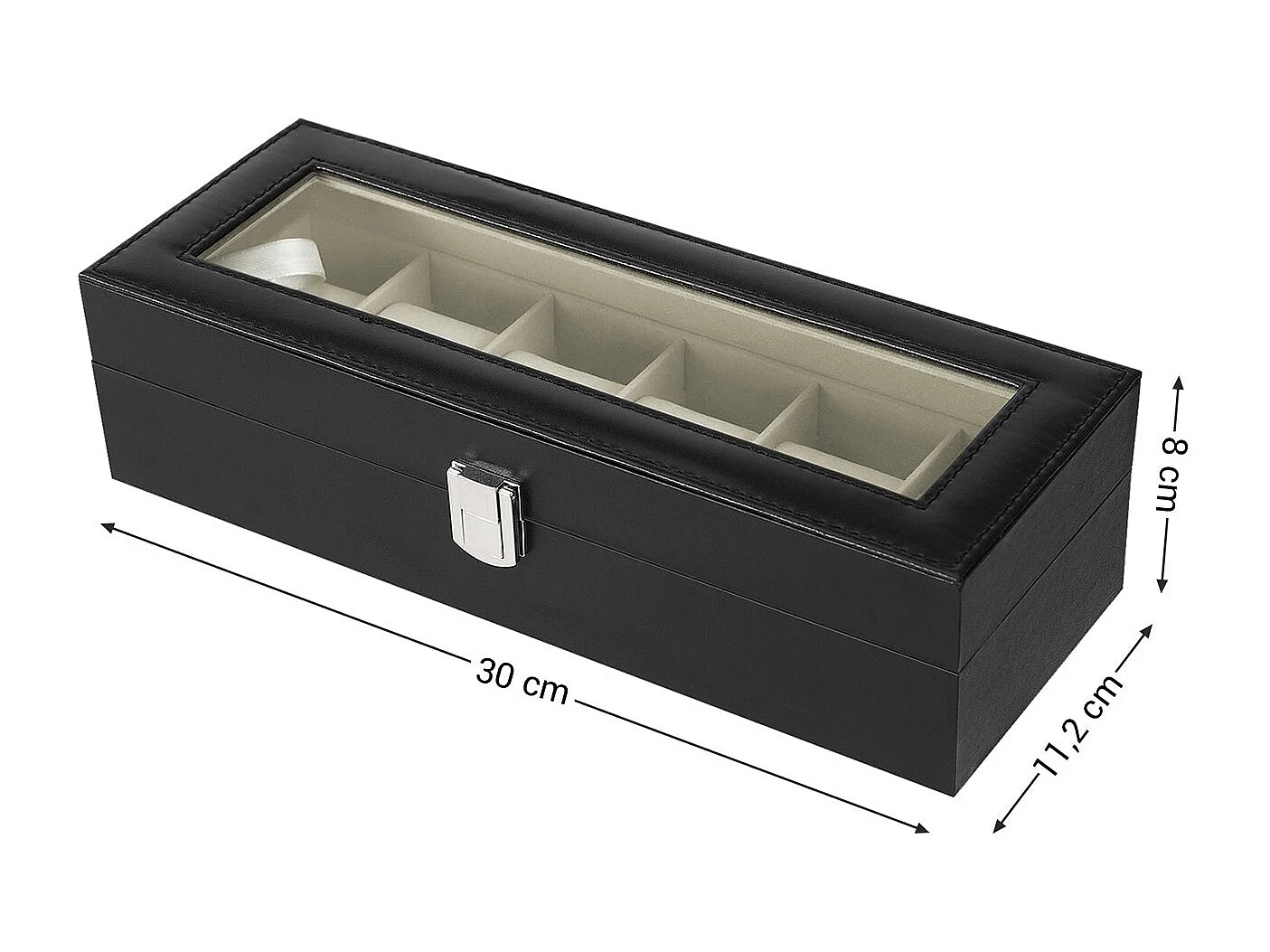 Uhrenbox für 6 Uhren mit Glasdeckel