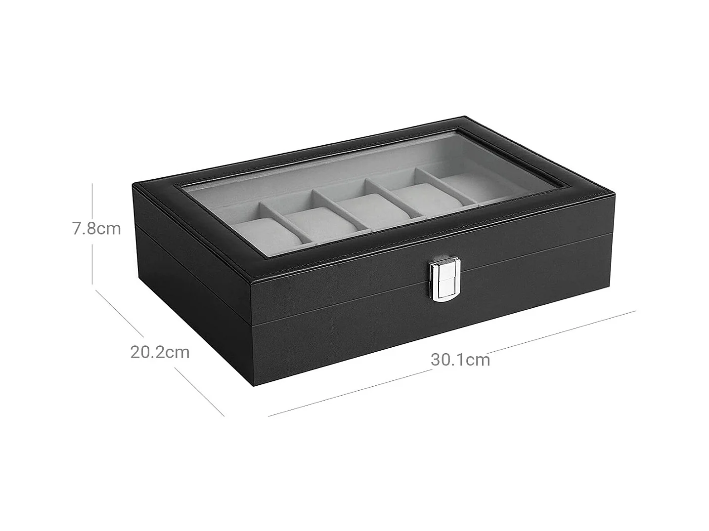 Uhrenbox für 12 Uhren mit Glasdeckel