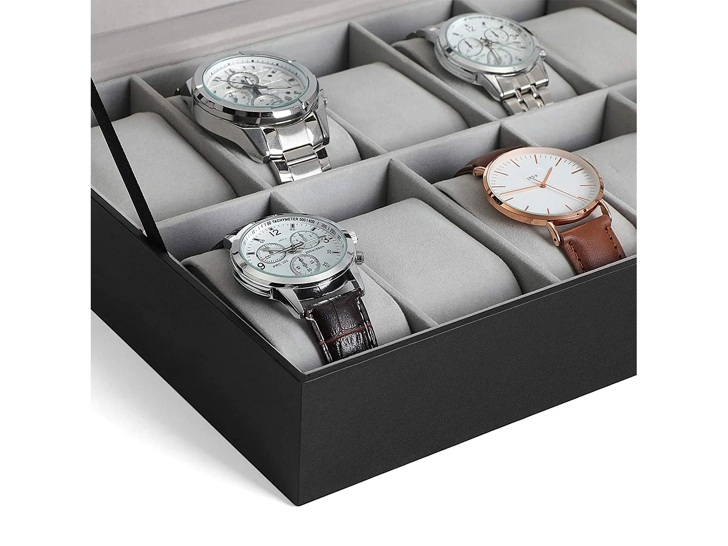 Uhrenbox für 12 Uhren mit Glasdeckel