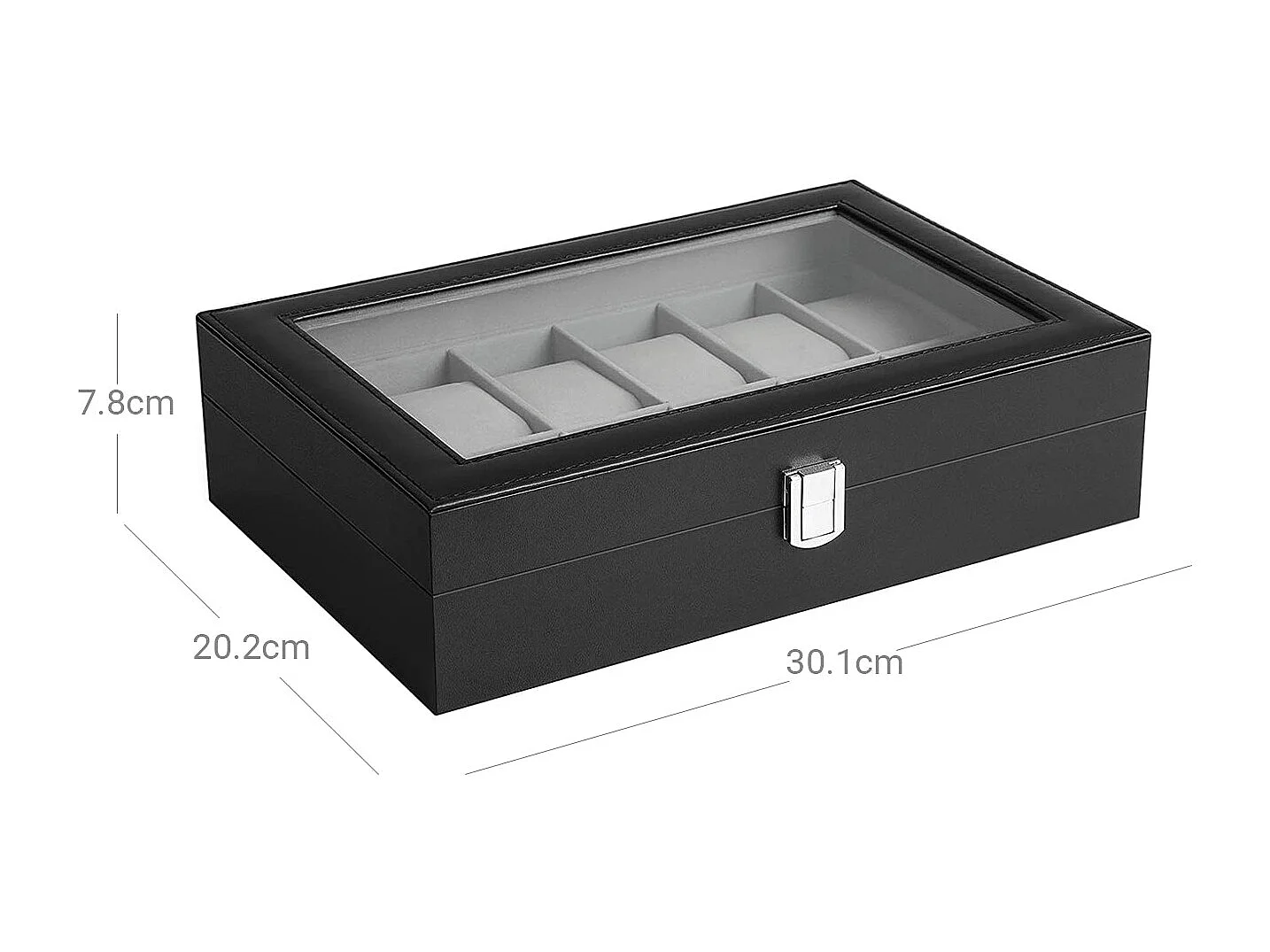 Uhrenbox für 12 Uhren mit Glasdeckel