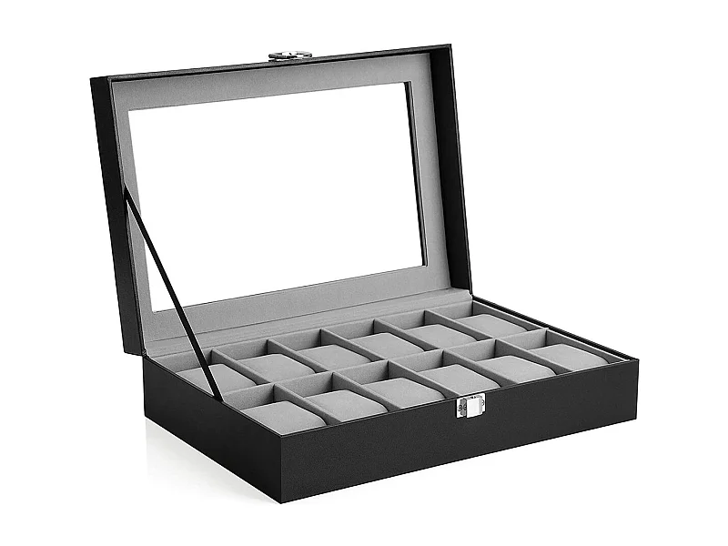 Uhrenbox für 12 Uhren mit Glasdeckel