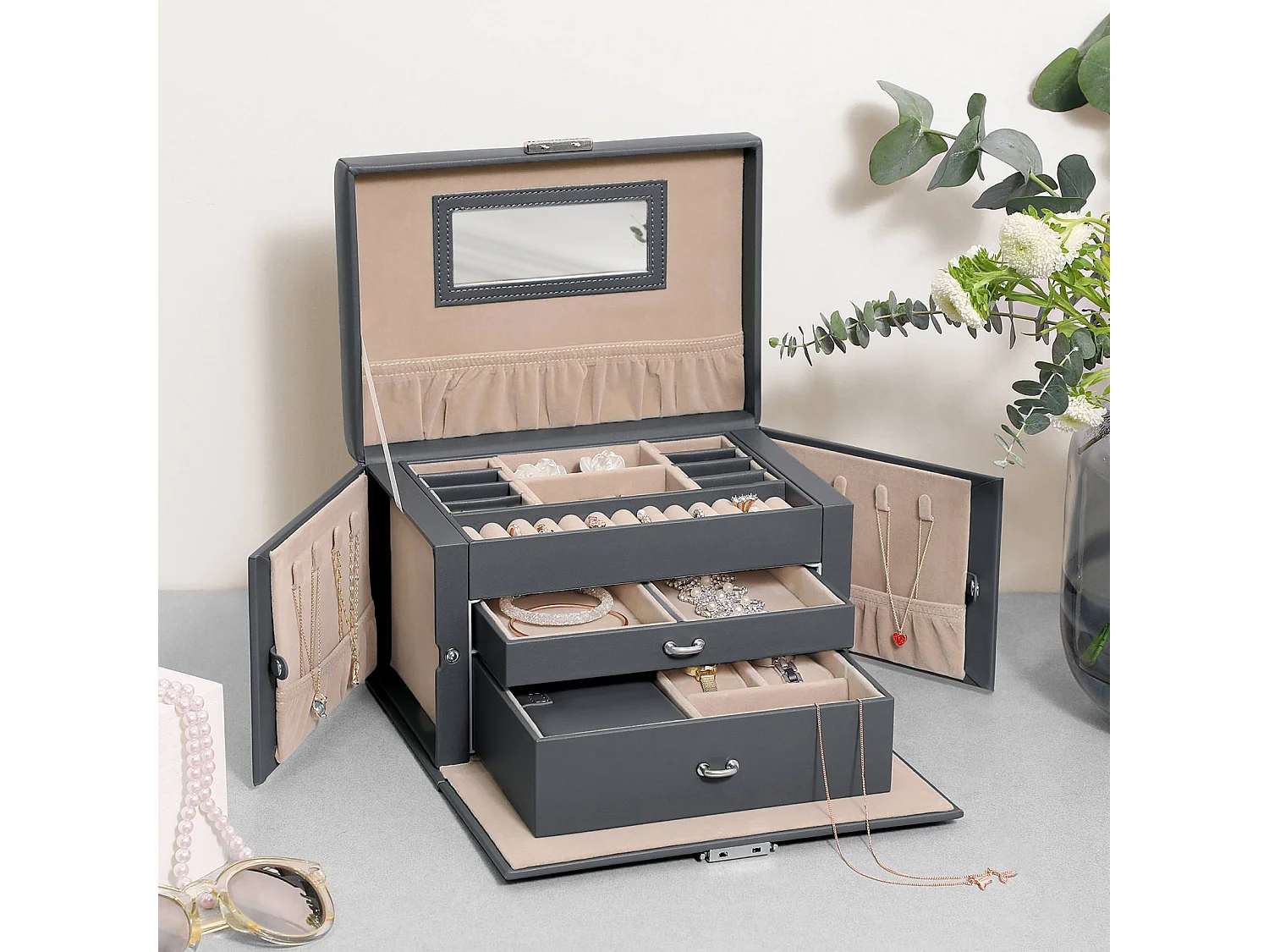 Schmuckkasten mit Schubladen Roseau