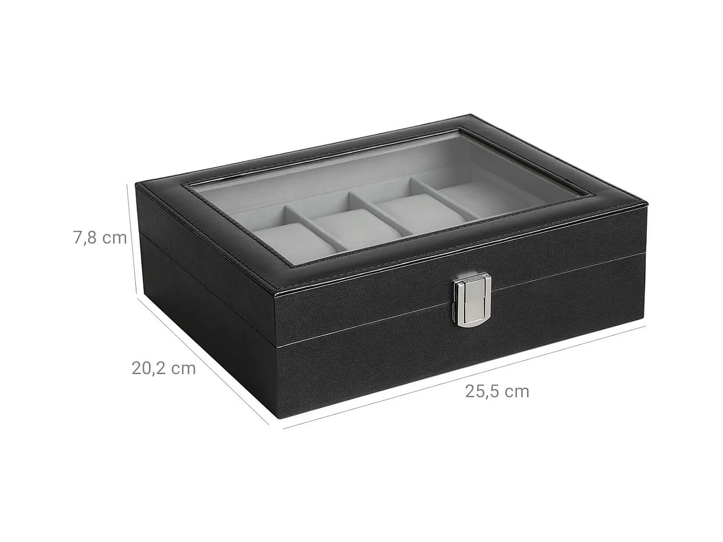 Uhrenbox für 10 Uhren mit Glasdeckel