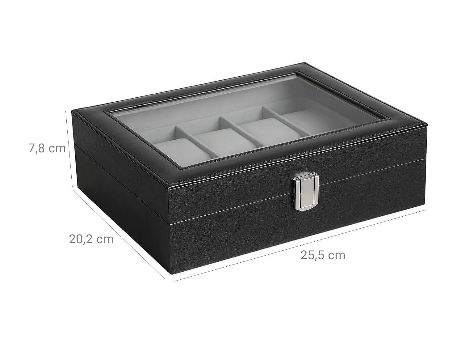 Uhrenbox für 10 Uhren mit Glasdeckel