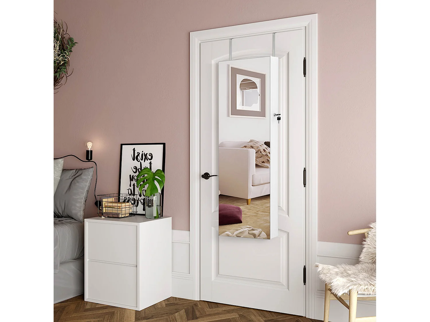 Armoire à bijoux avec miroir pleine longueur