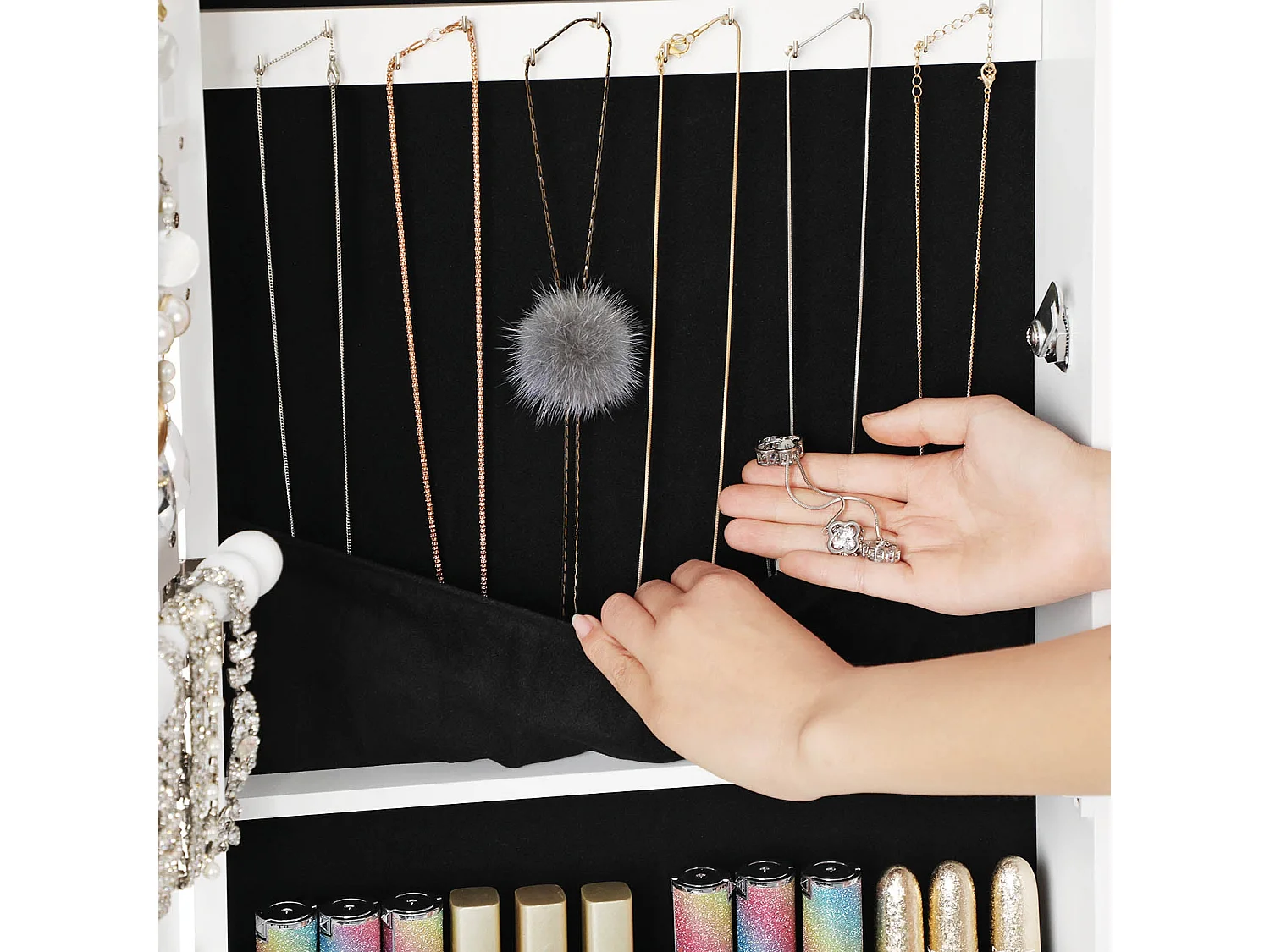 Armoire à bijoux avec miroir pleine longueur