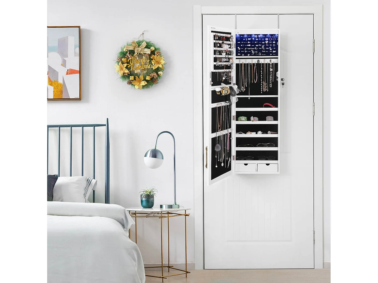 Armoire à bijoux avec miroir pleine longueur
