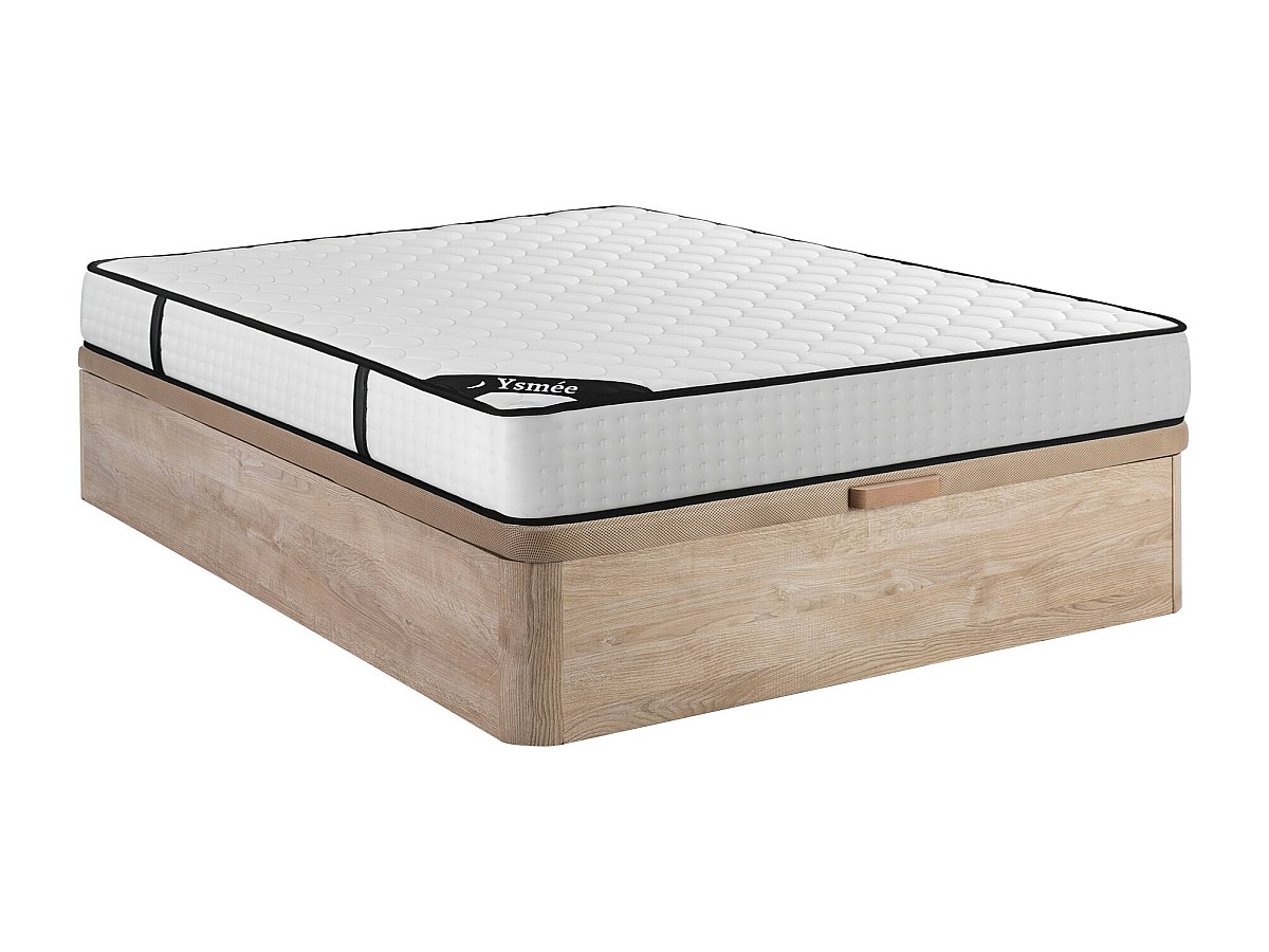 Bett-Set 140 x 190 cm, Bettkasten natur hell + Matratze 7-Zonen-Taschenfede günstig online kaufen