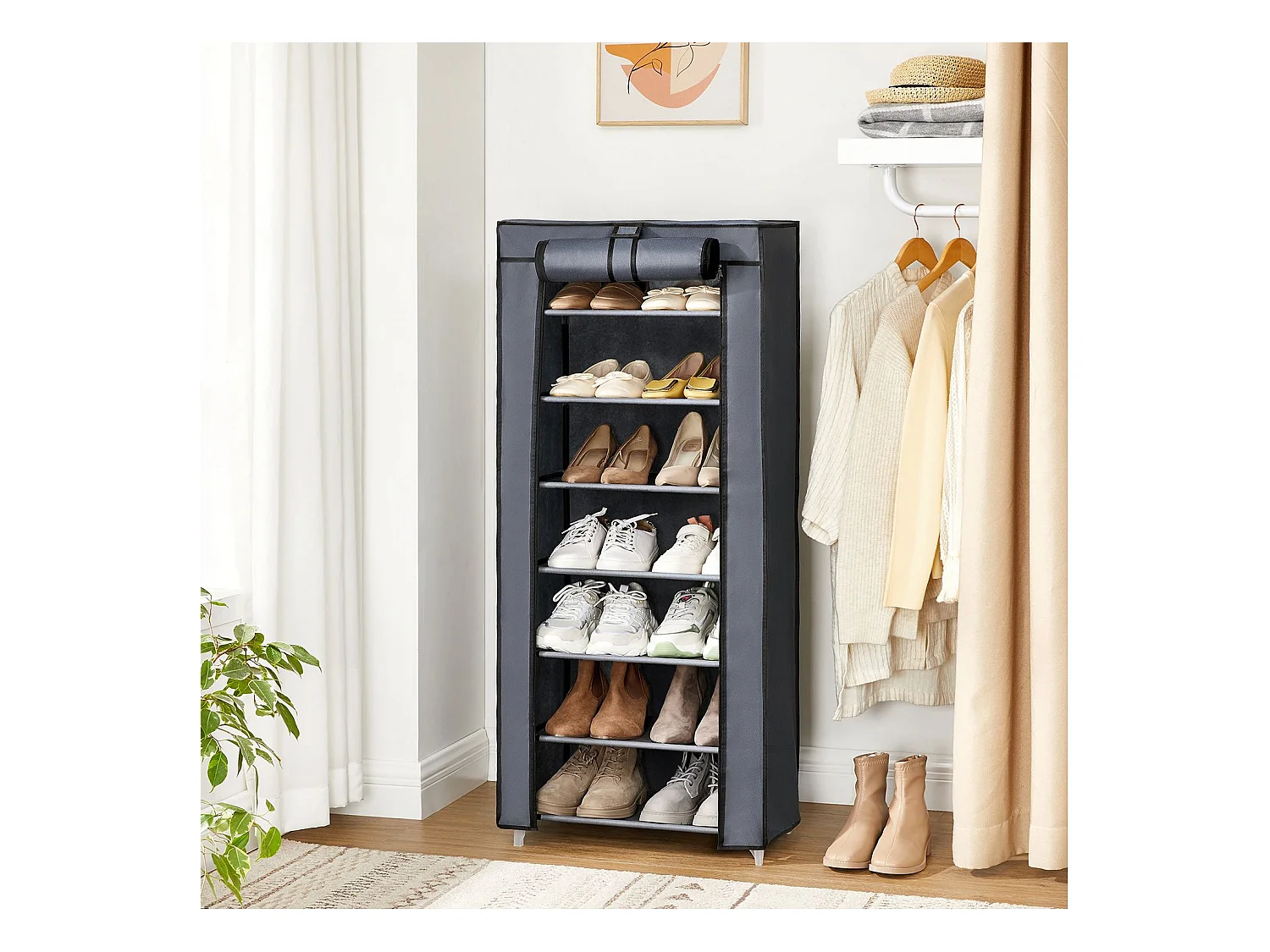 Schuhregal mit Stoffbezug