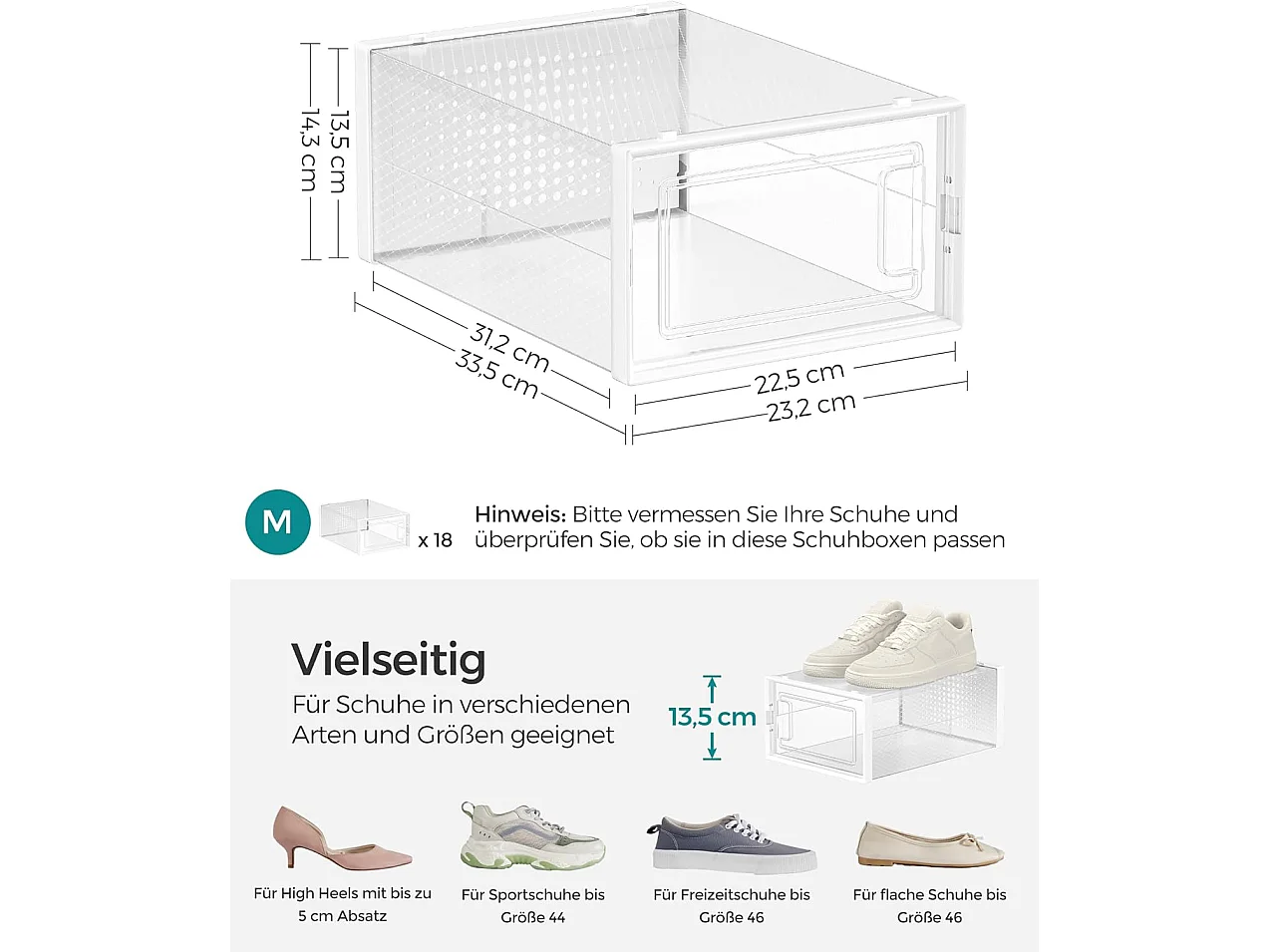 Set di 18 scatole per scarpe Dakar