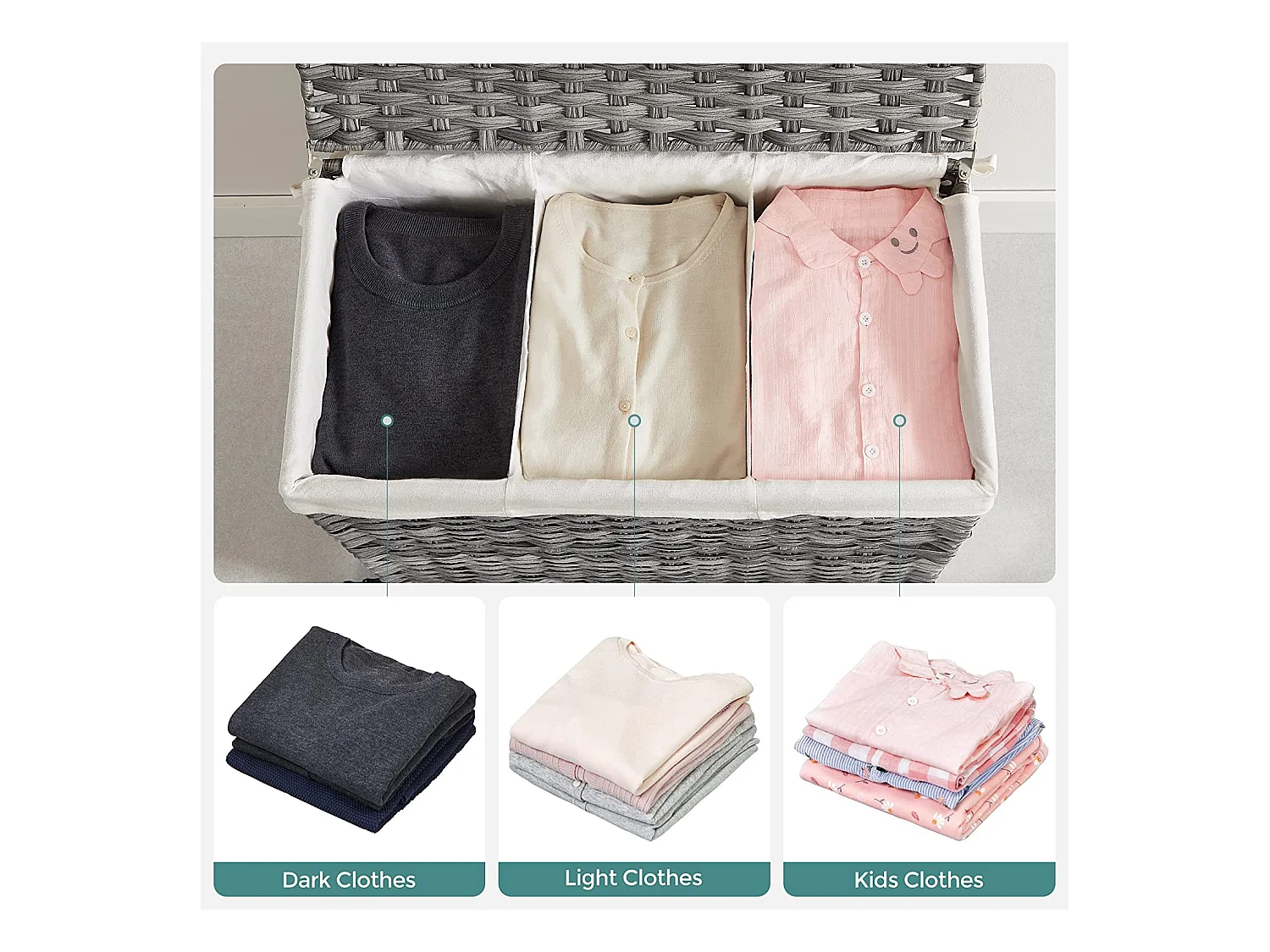 Wäschekorb mit Rollen Bangui