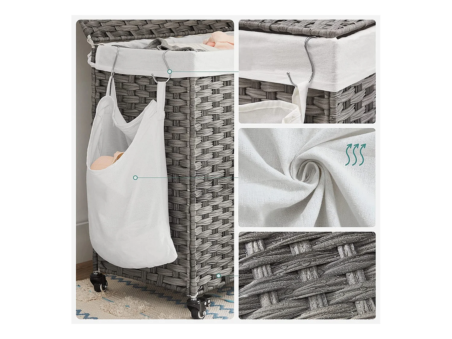 Wäschekorb mit Rollen Bangui