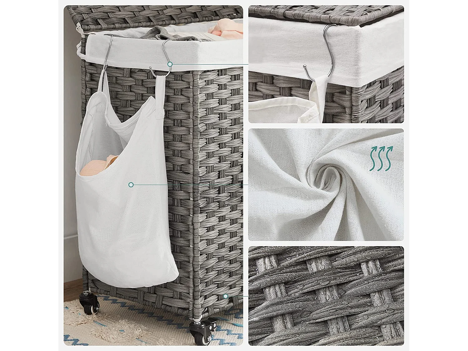 Wäschekorb mit Rollen Bangui