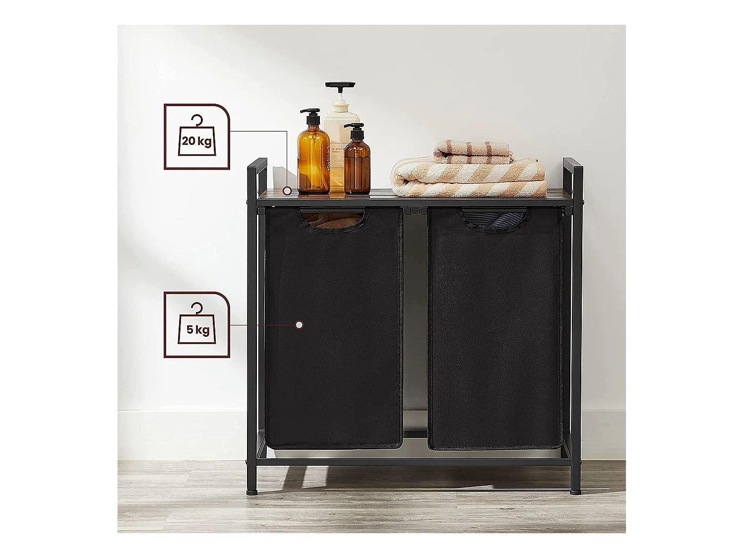 Wäschekorb mit ausziehbaren Wäschesäcken