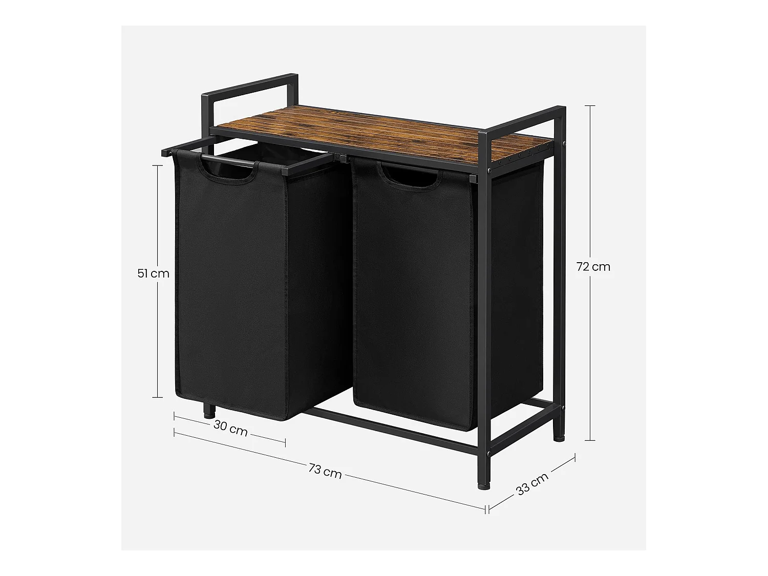 Wäschekorb mit ausziehbaren Wäschesäcken