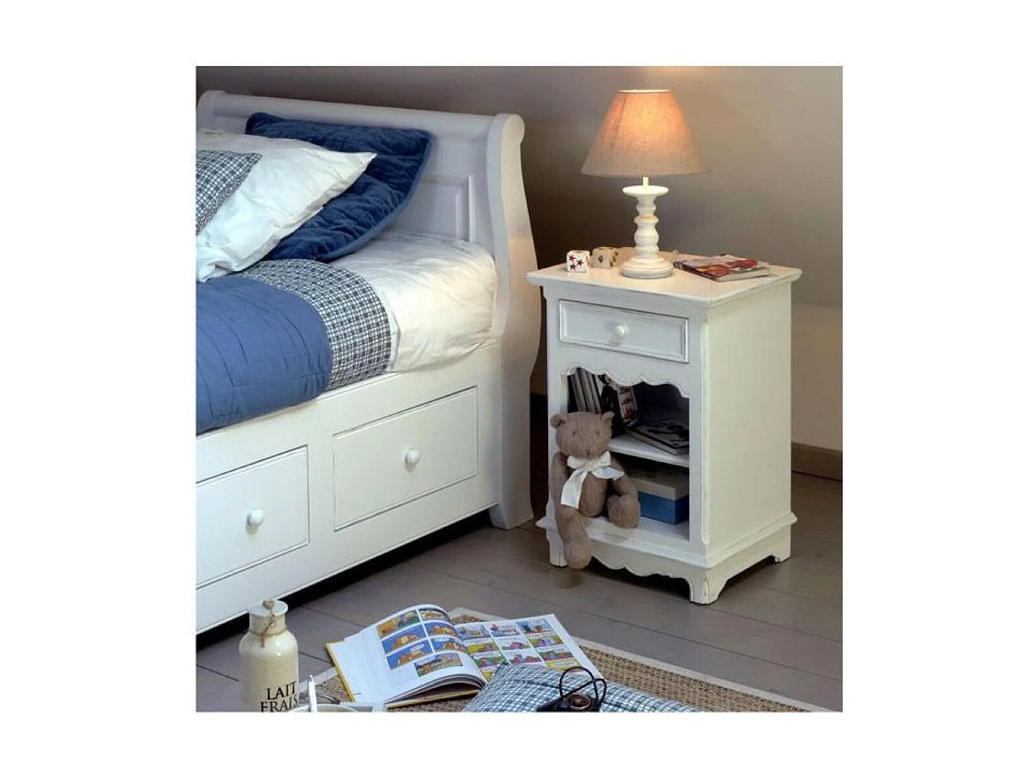 Table de chevet MDF Blanc - Harmonie Interior's