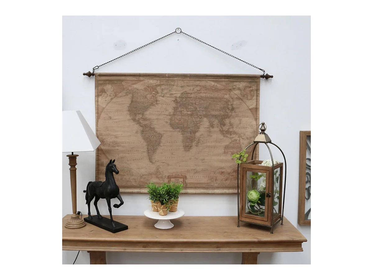 Toile mappemonde Coton Multicolore - Basique Interior's