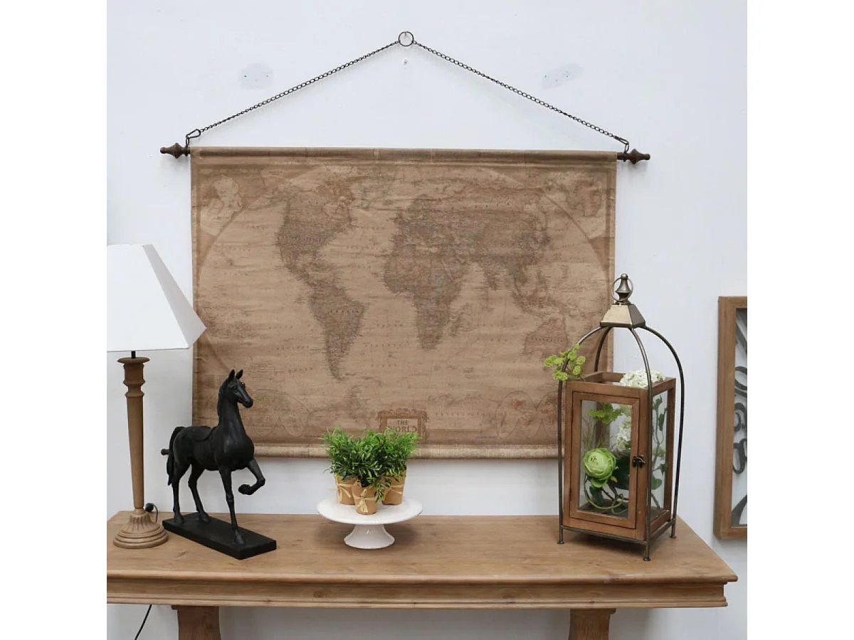 Toile mappemonde Coton Multicolore - Basique Interior's