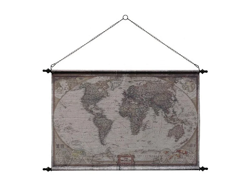 Toile mappemonde Coton Multicolore - Basique Interior's