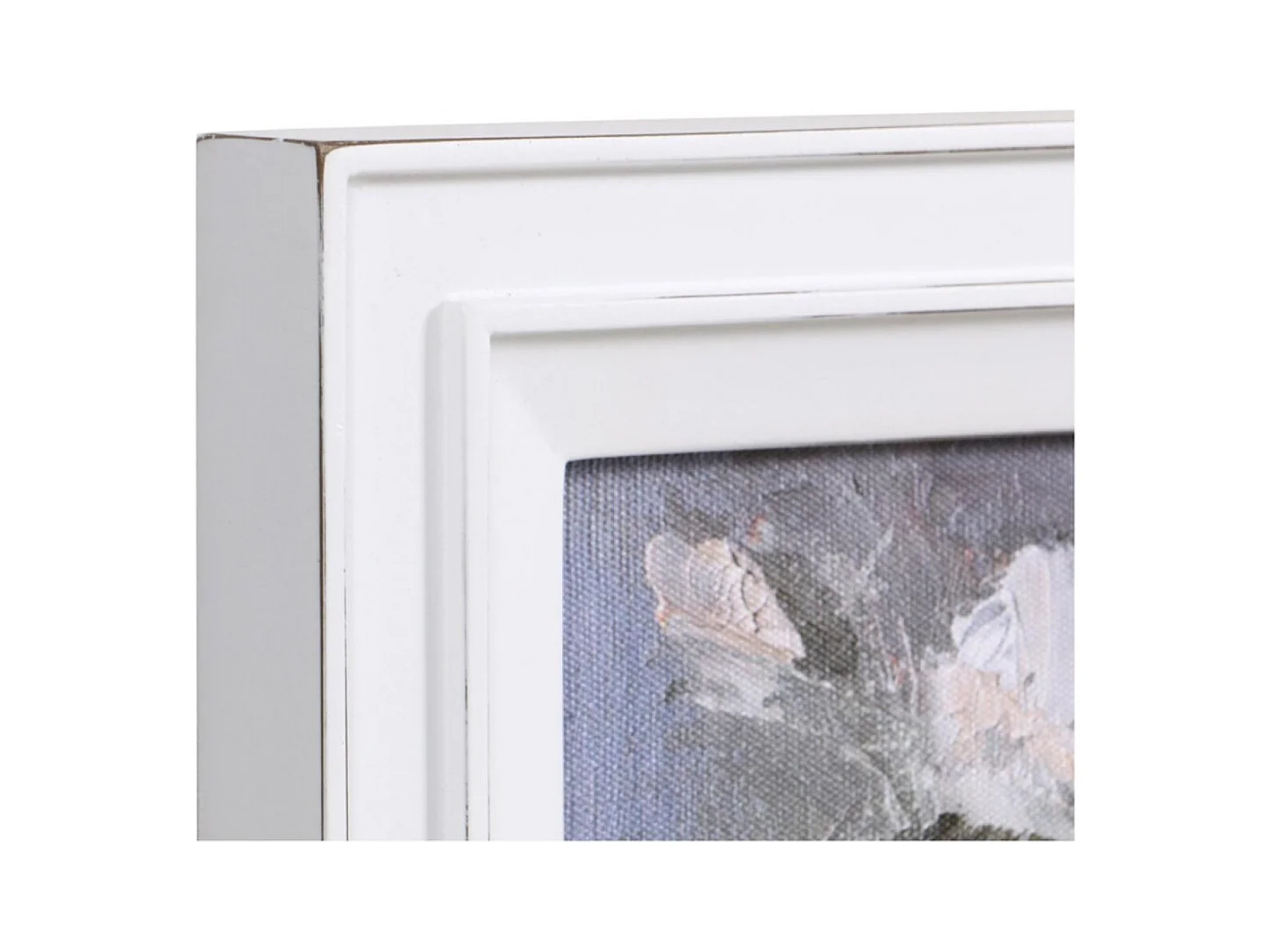 Tableau à l'huile motif fleurs blanches Bois Blanc - Interior's