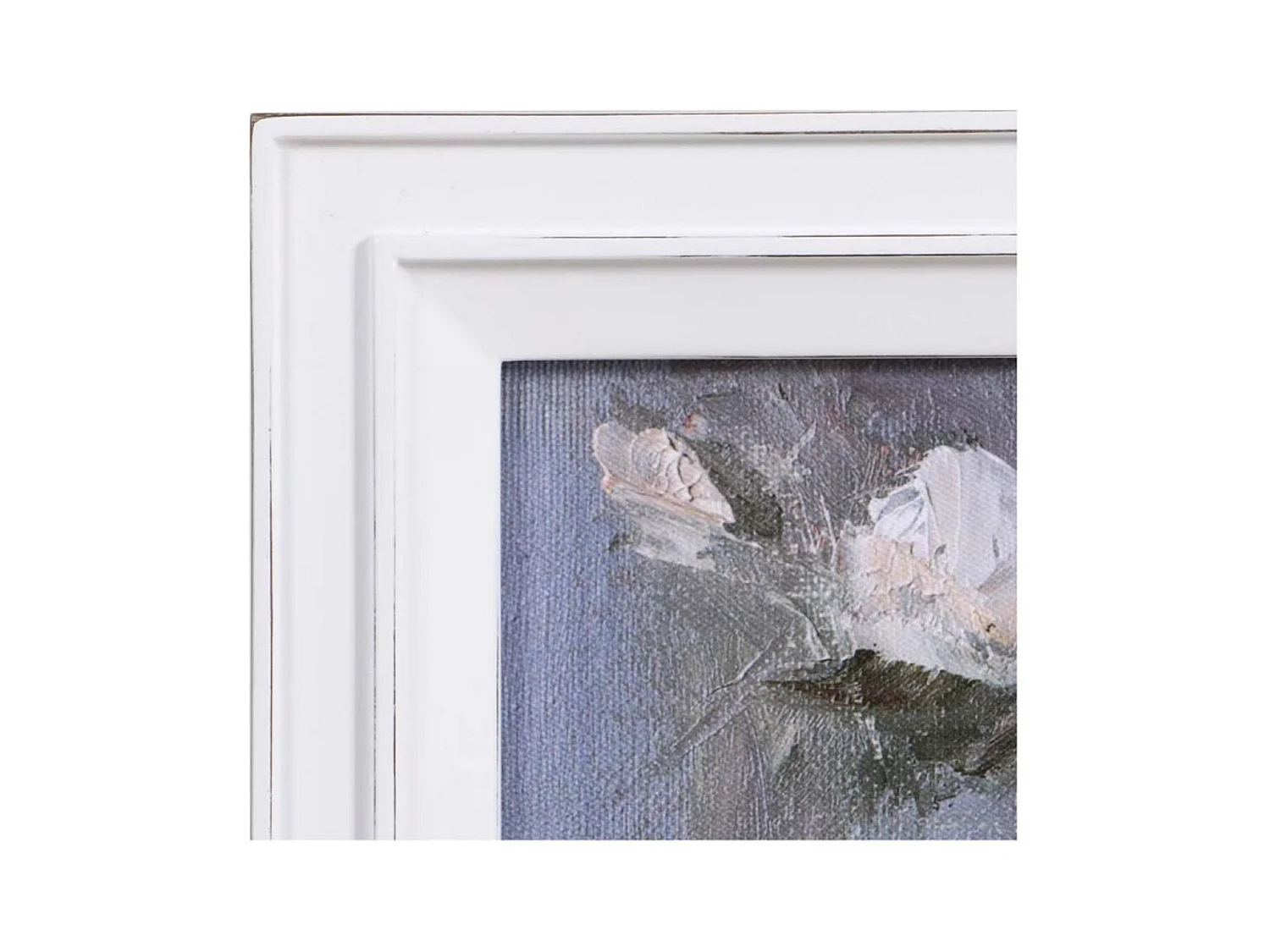 Tableau à l'huile motif fleurs blanches Bois Blanc - Interior's