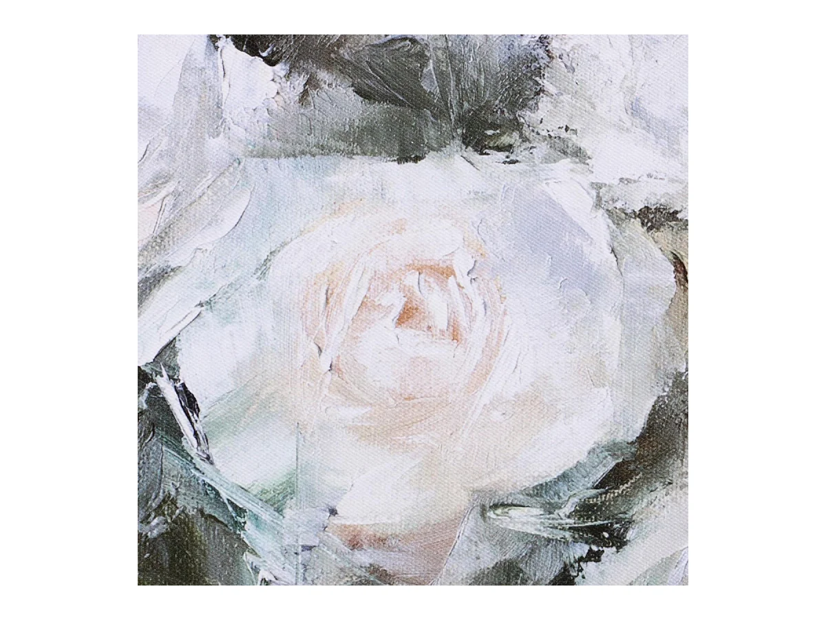 Tableau à l'huile motif fleurs blanches Bois Blanc - Interior's